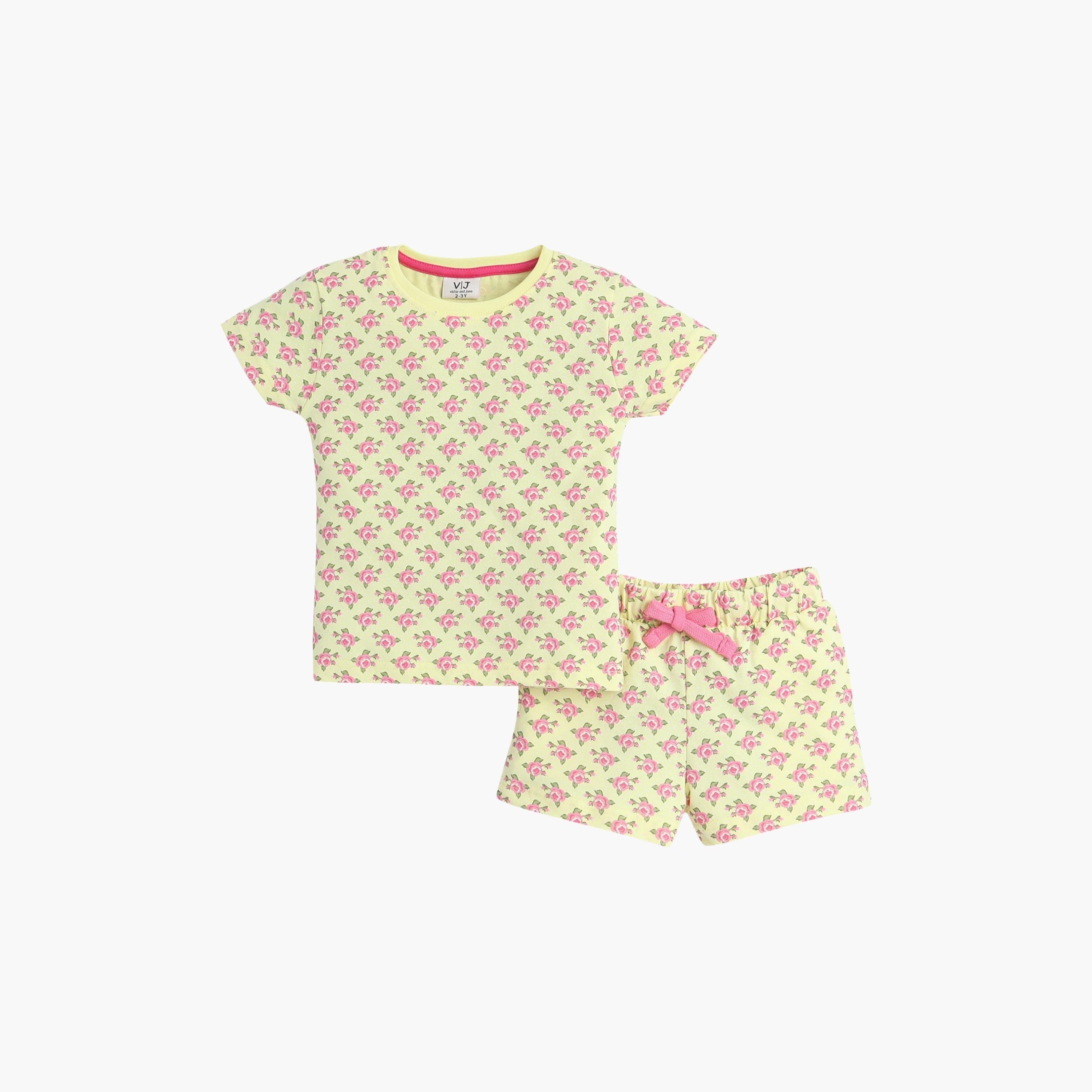 Victor and Jane 2-Piece Printed Short Sleeves T-Shirt with Shorts-baby-girls-clothing-nightwear-pyjamasets-image-1