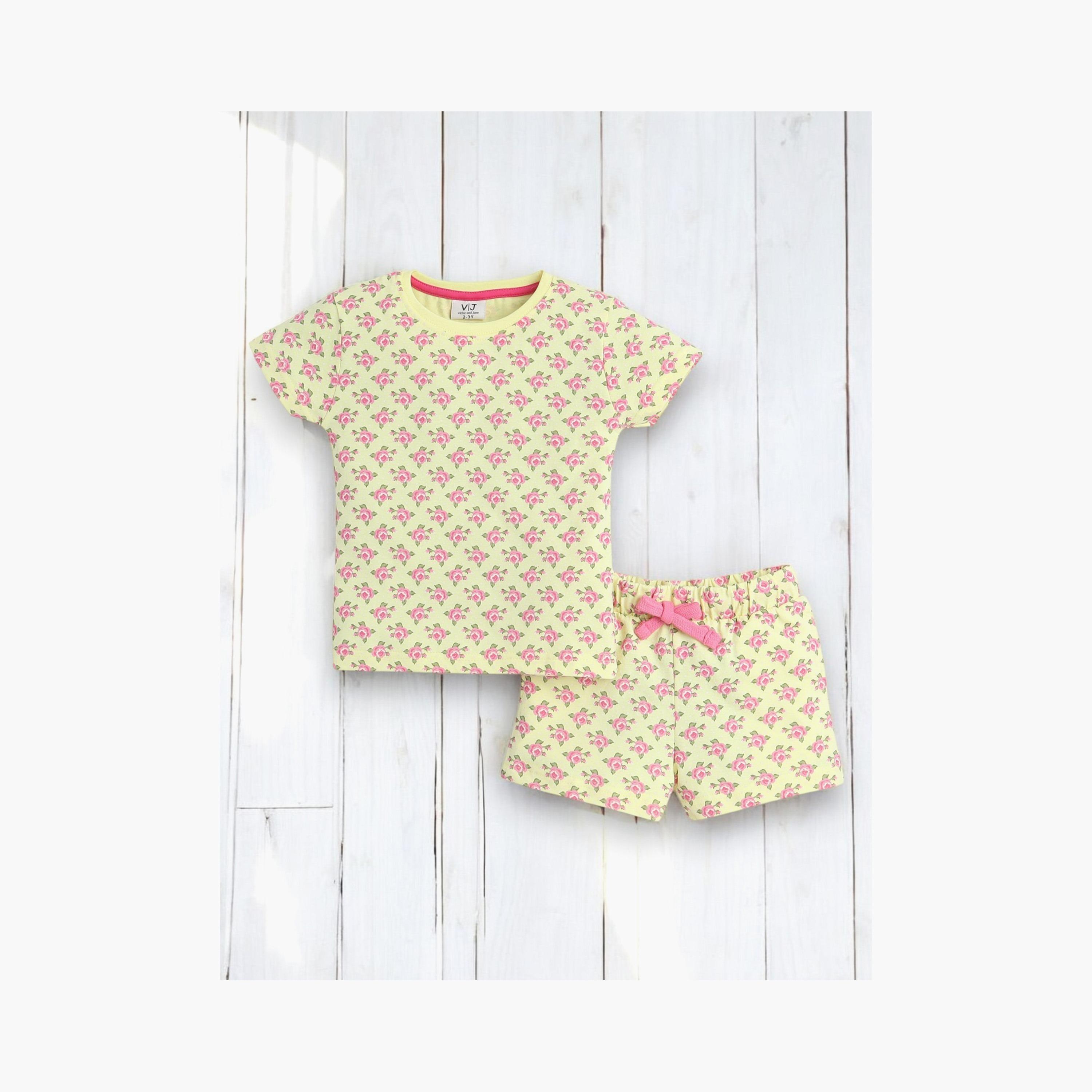 Victor and Jane 2-Piece Printed Short Sleeves T-Shirt with Shorts-baby-girls-clothing-nightwear-pyjamasets-image-5