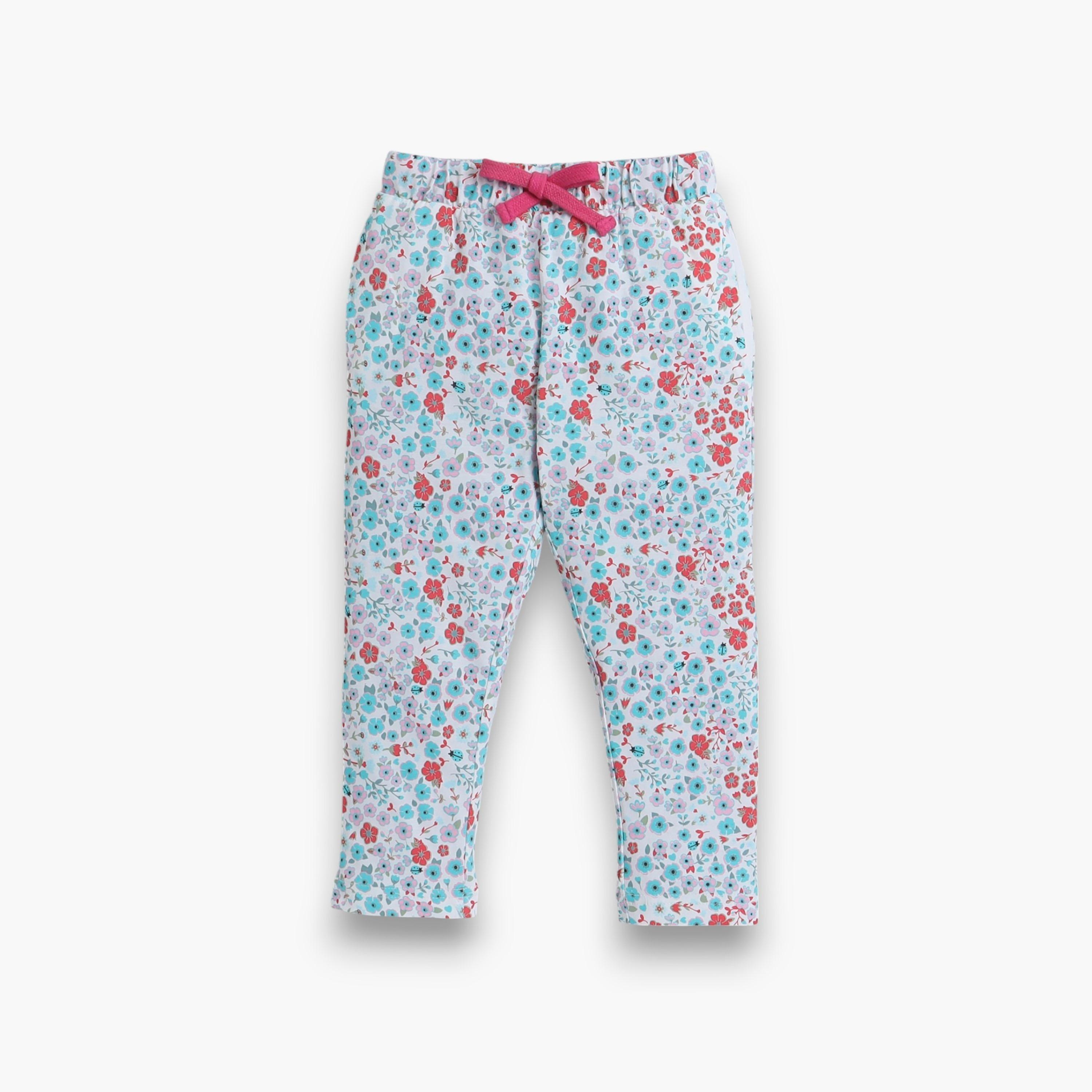 تي شيرت بأكمام قصيرة مطبوع عليه أزهار قطعتين مع بنطال رياضي من فيكتور اند جين-girls-clothing-nightwear-image-4
