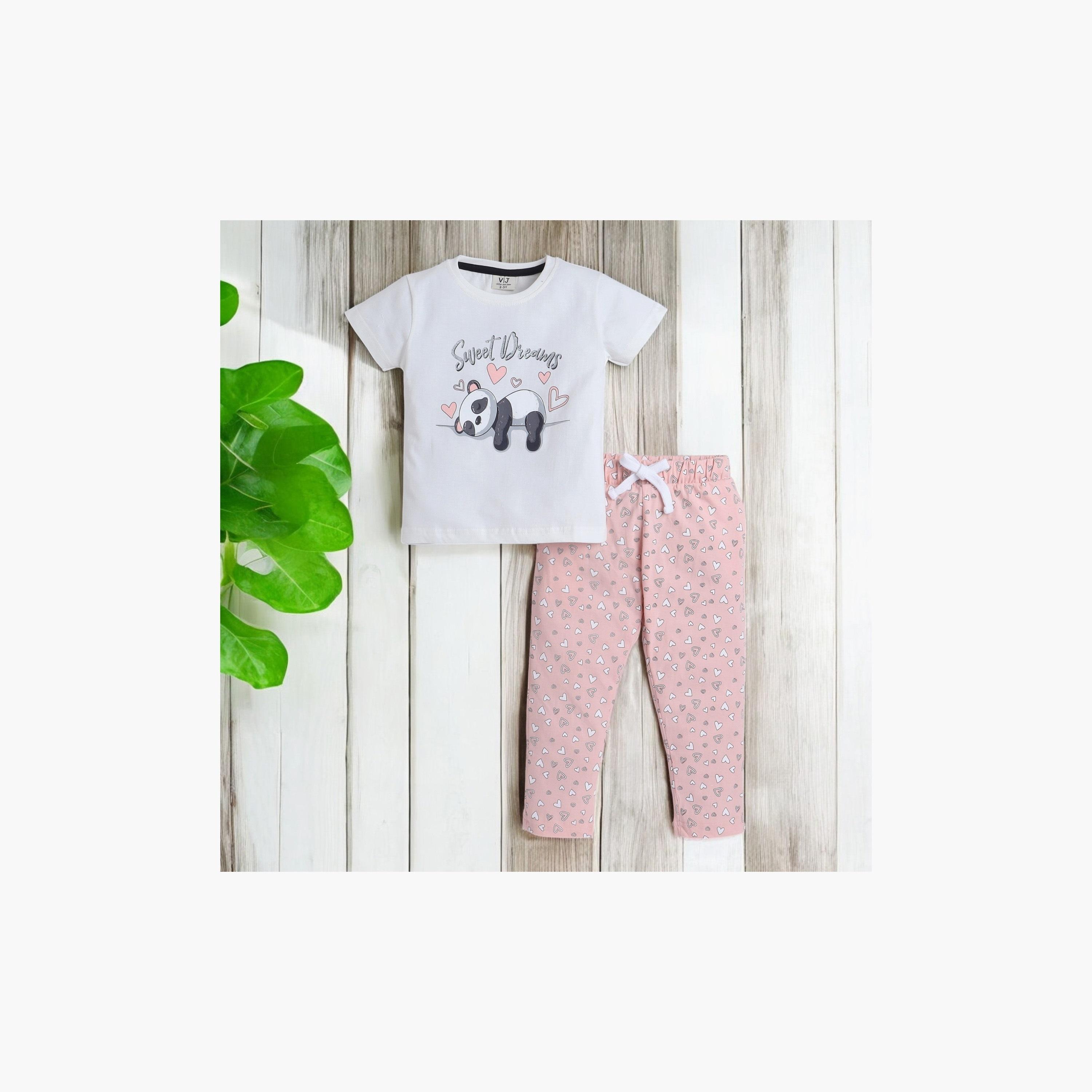 Victor and Jane 2-Piece Printed Short Sleeves T-Shirt with Joggers-baby-girls-clothing-nightwear-pyjamasets-image-5