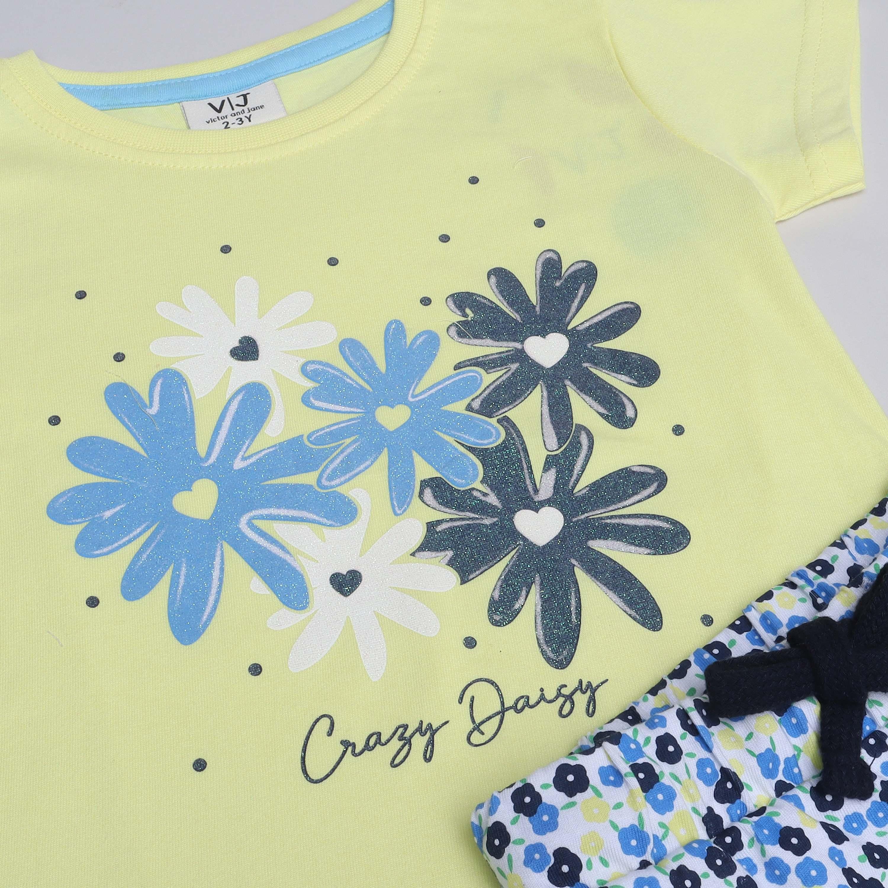 Victor and Jane 2-Piece Floral Printed Short Sleeves T-Shirt with Joggers-baby-girls-clothing-nightwear-pyjamasets-image-2