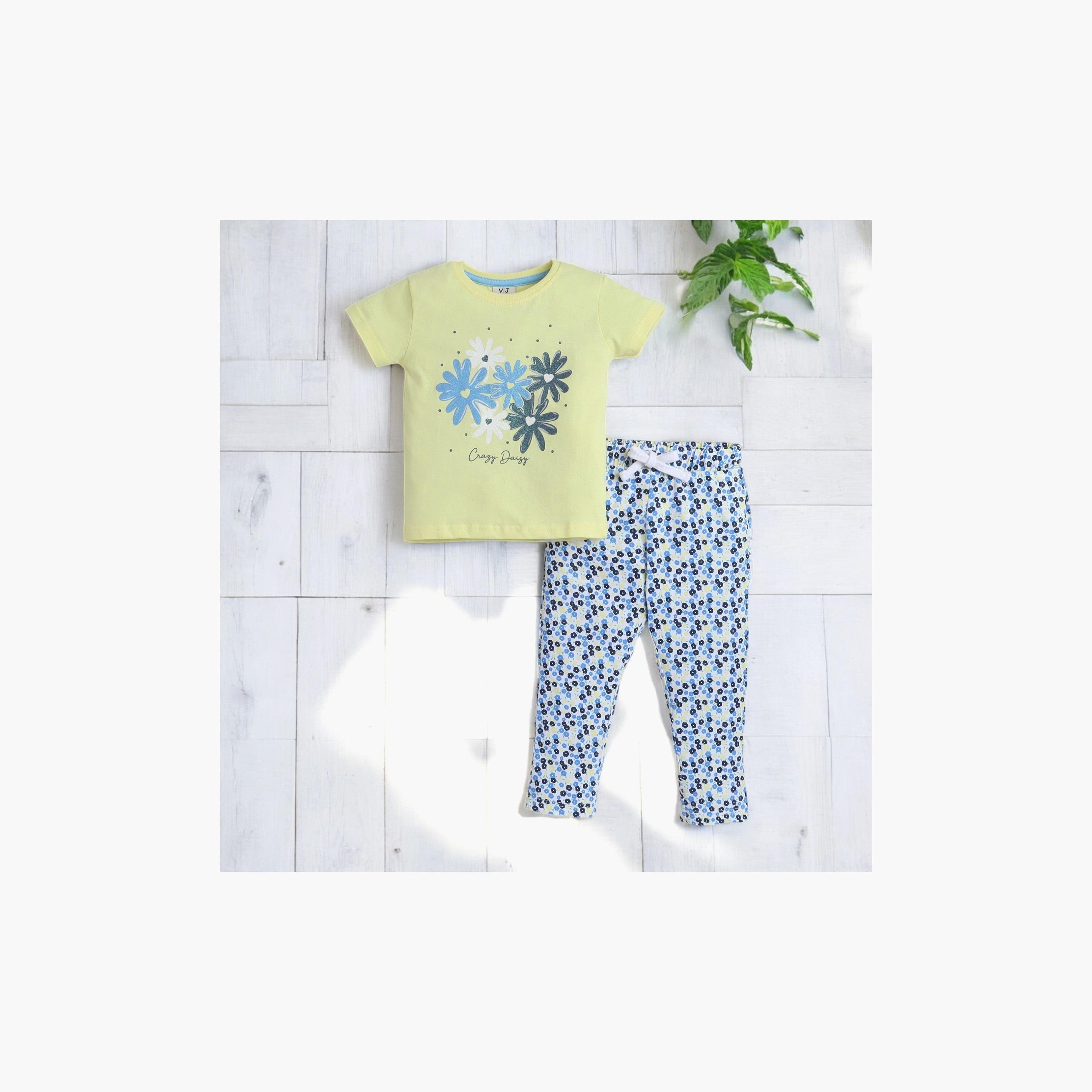 Victor and Jane 2-Piece Floral Printed Short Sleeves T-Shirt with Joggers-baby-girls-clothing-nightwear-pyjamasets-image-4
