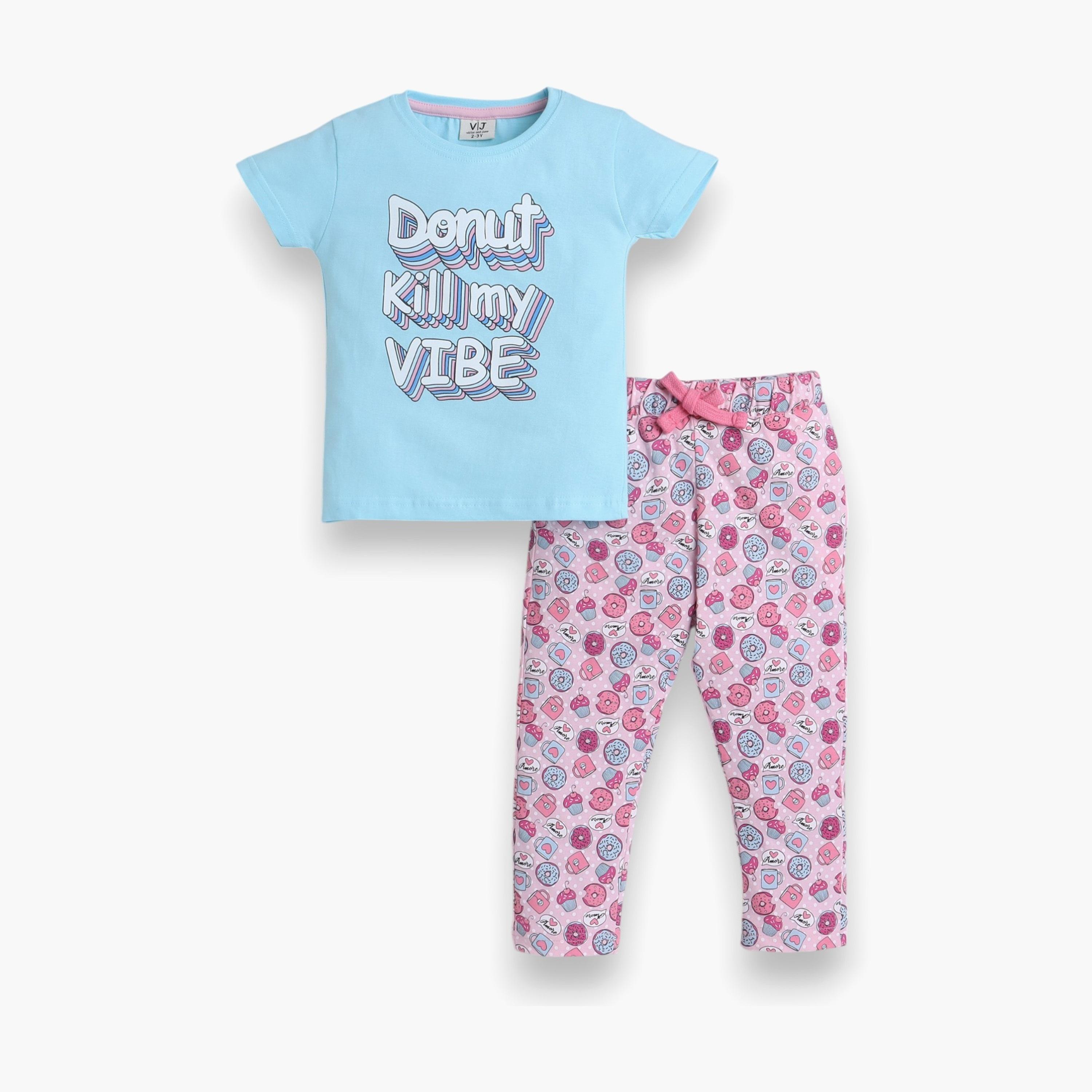 Victor and Jane 2-Piece Printed Short Sleeves T-Shirt with Joggers-baby-girls-clothing-nightwear-pyjamasets-image-1