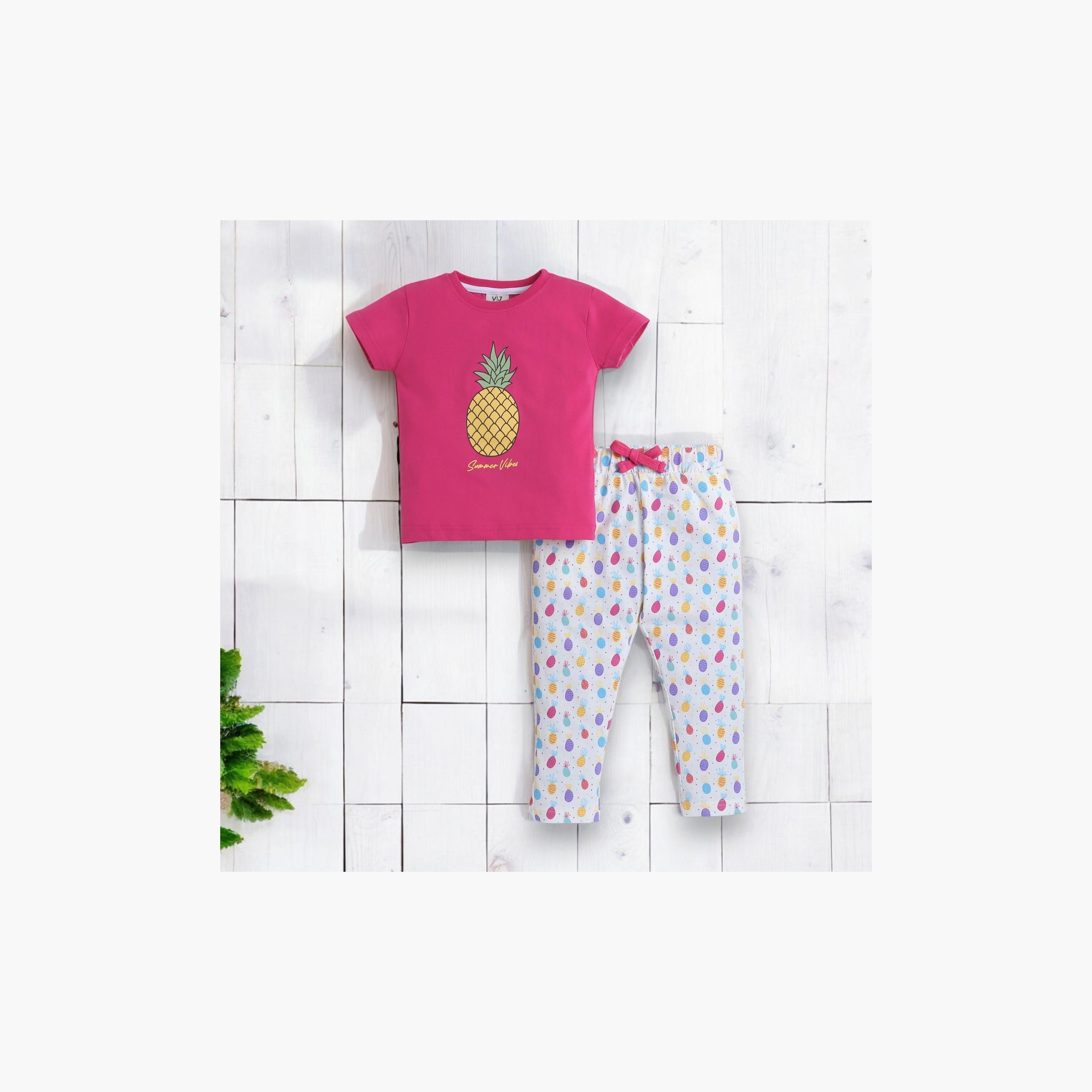 Victor and Jane 2-Piece Printed Short Sleeves T-Shirt with Joggers-baby-girls-clothing-nightwear-pyjamasets-image-5