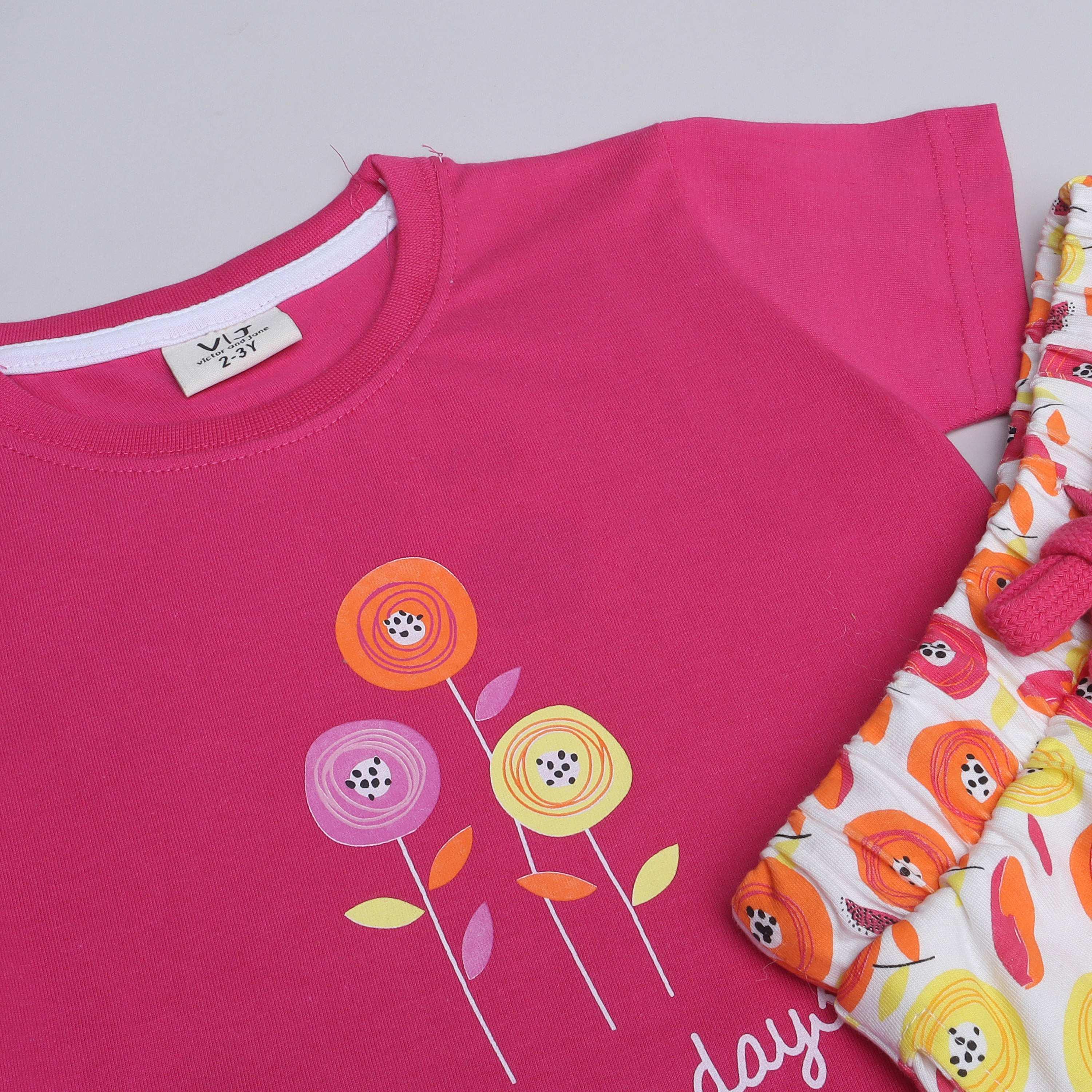 Victor and Jane 2-Piece Printed Short Sleeves T-Shirt with Shorts-baby-girls-clothing-nightwear-pyjamasets-image-2