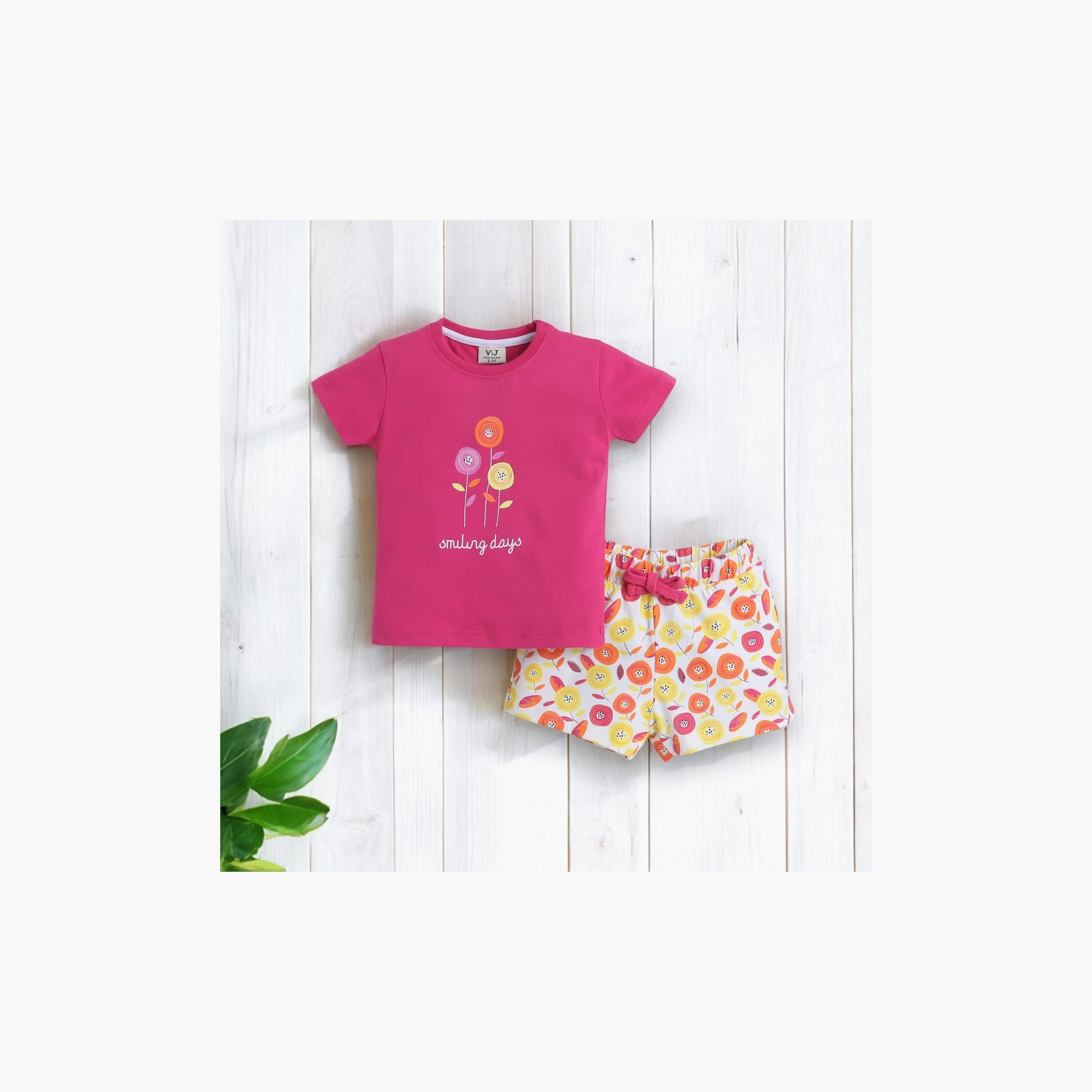 Victor and Jane 2-Piece Printed Short Sleeves T-Shirt with Shorts-baby-girls-clothing-nightwear-pyjamasets-image-5