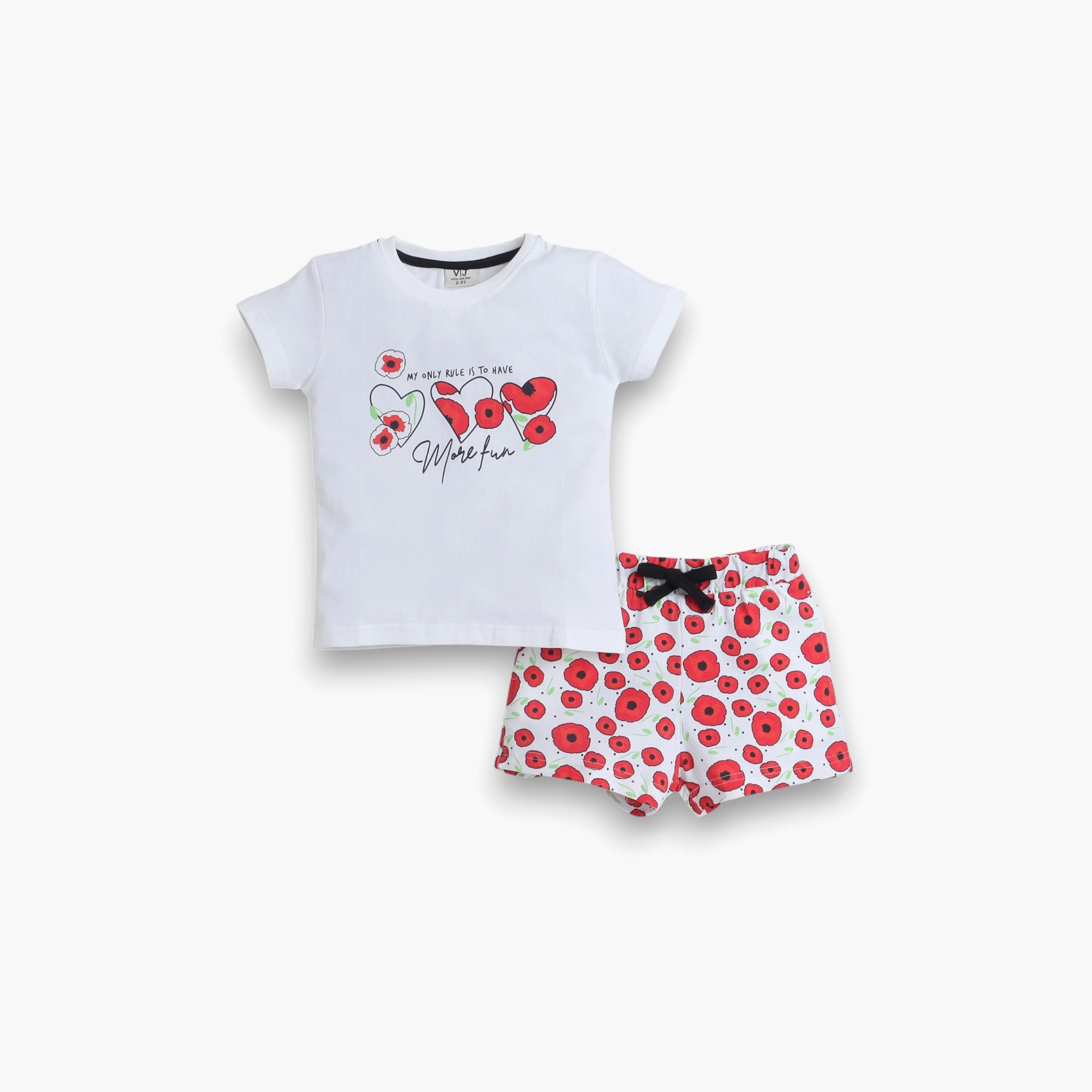 Victor and Jane 2-Piece Printed Short Sleeves T-Shirt with Shorts-baby-girls-clothing-nightwear-pyjamasets-image-1