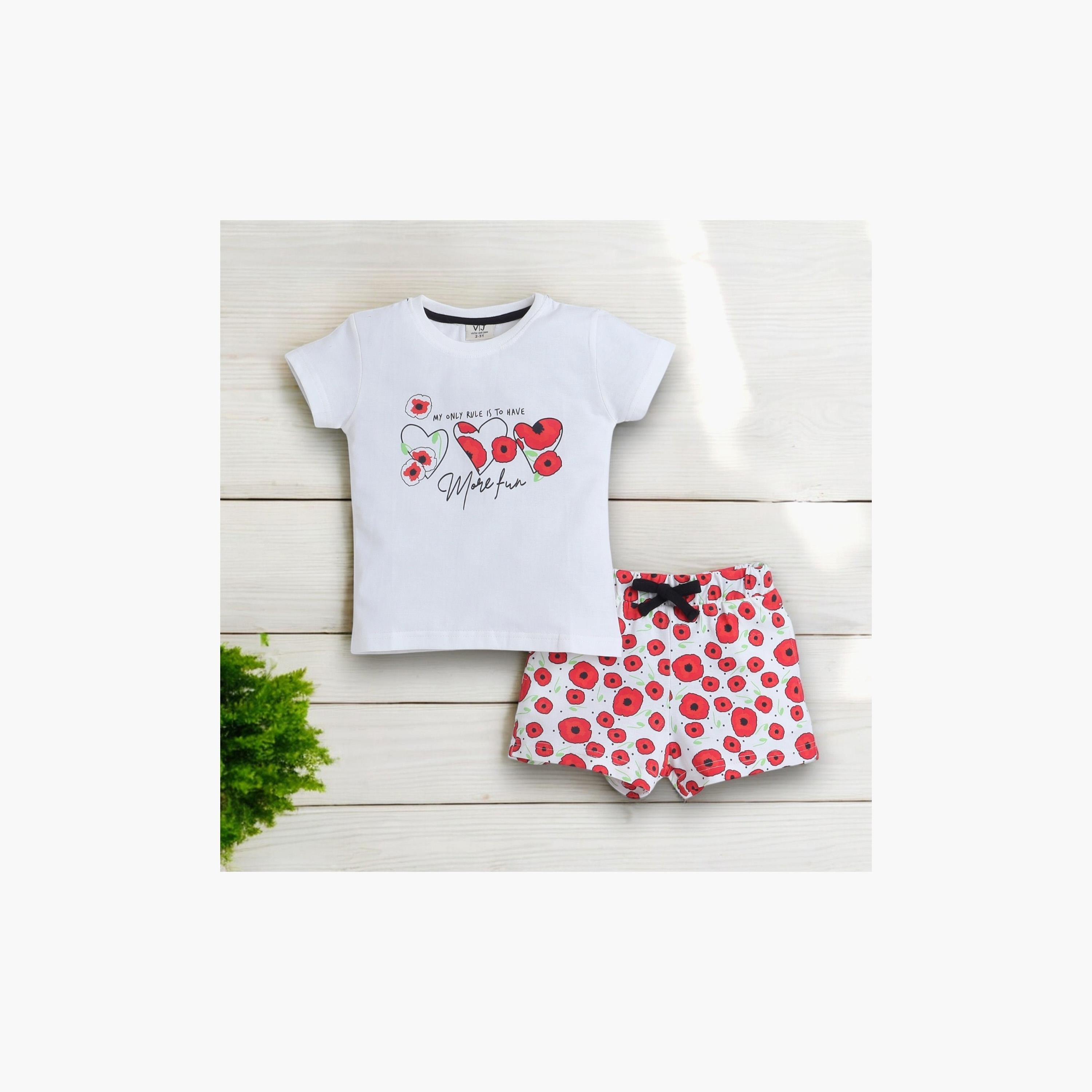 Victor and Jane 2-Piece Printed Short Sleeves T-Shirt with Shorts-baby-girls-clothing-nightwear-pyjamasets-image-5