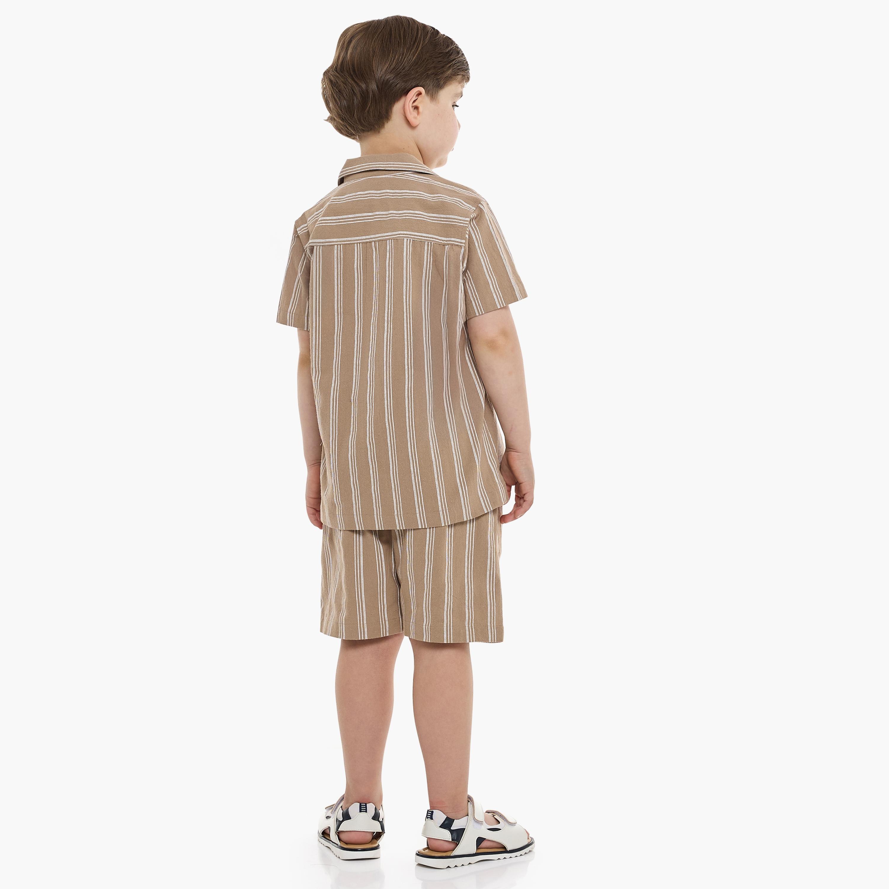 Victor and Jane 2-Piece Striped Short Sleeves Shirt with Shorts-boys-clothing-setsandcoords-image-5