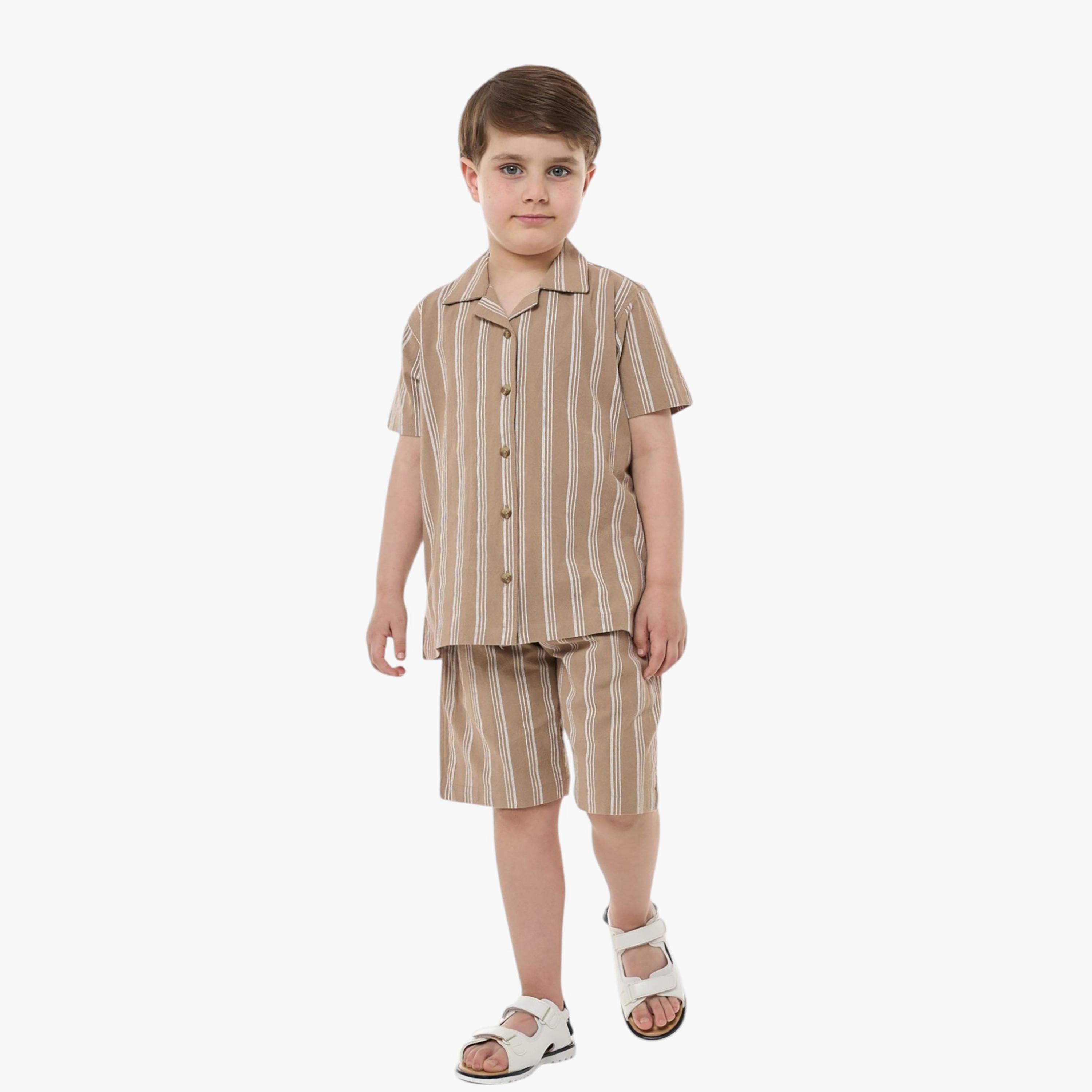 Victor and Jane 2-Piece Striped Short Sleeves Shirt with Shorts-boys-clothing-setsandcoords-image-7