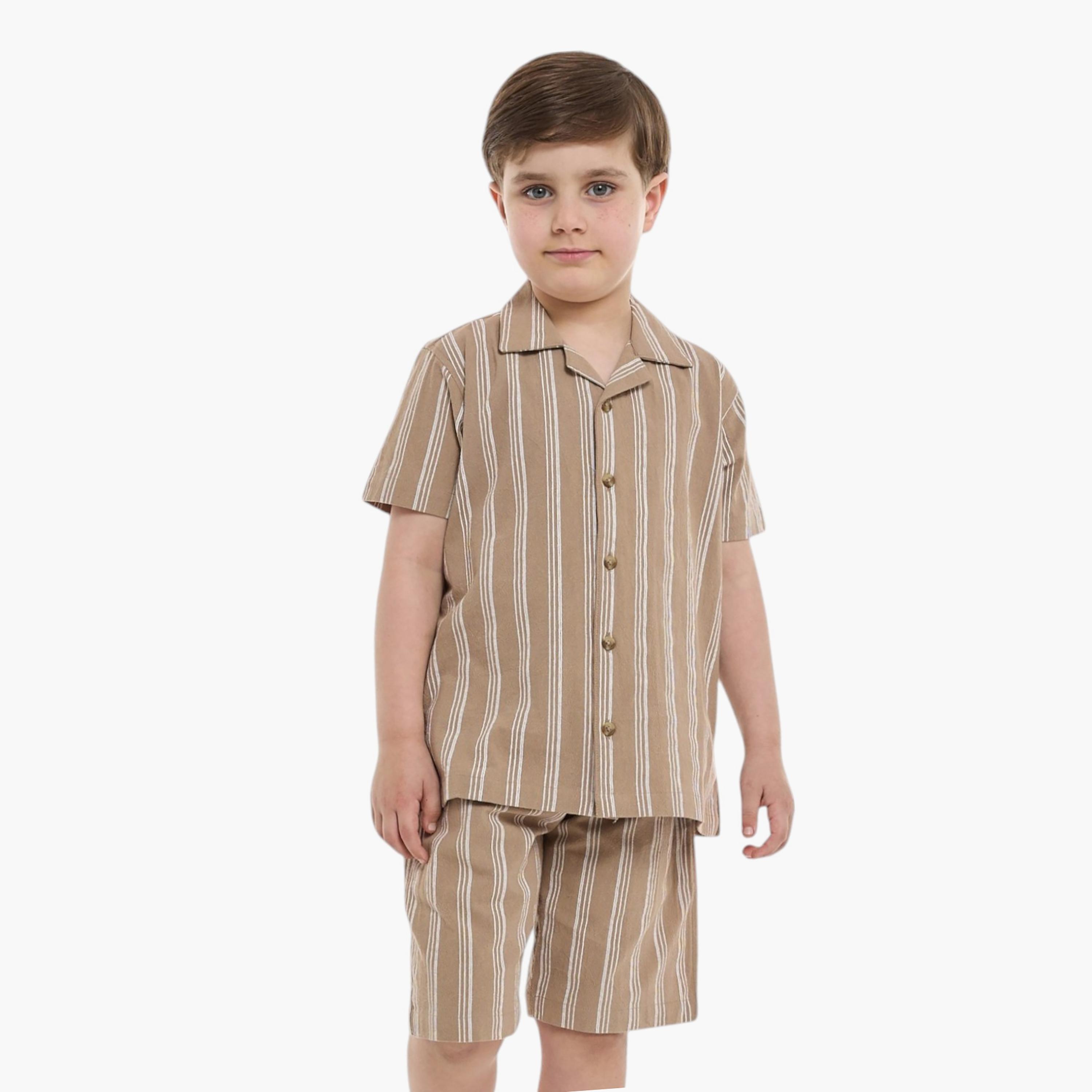Victor and Jane 2-Piece Striped Short Sleeves Shirt with Shorts-boys-clothing-setsandcoords-image-8