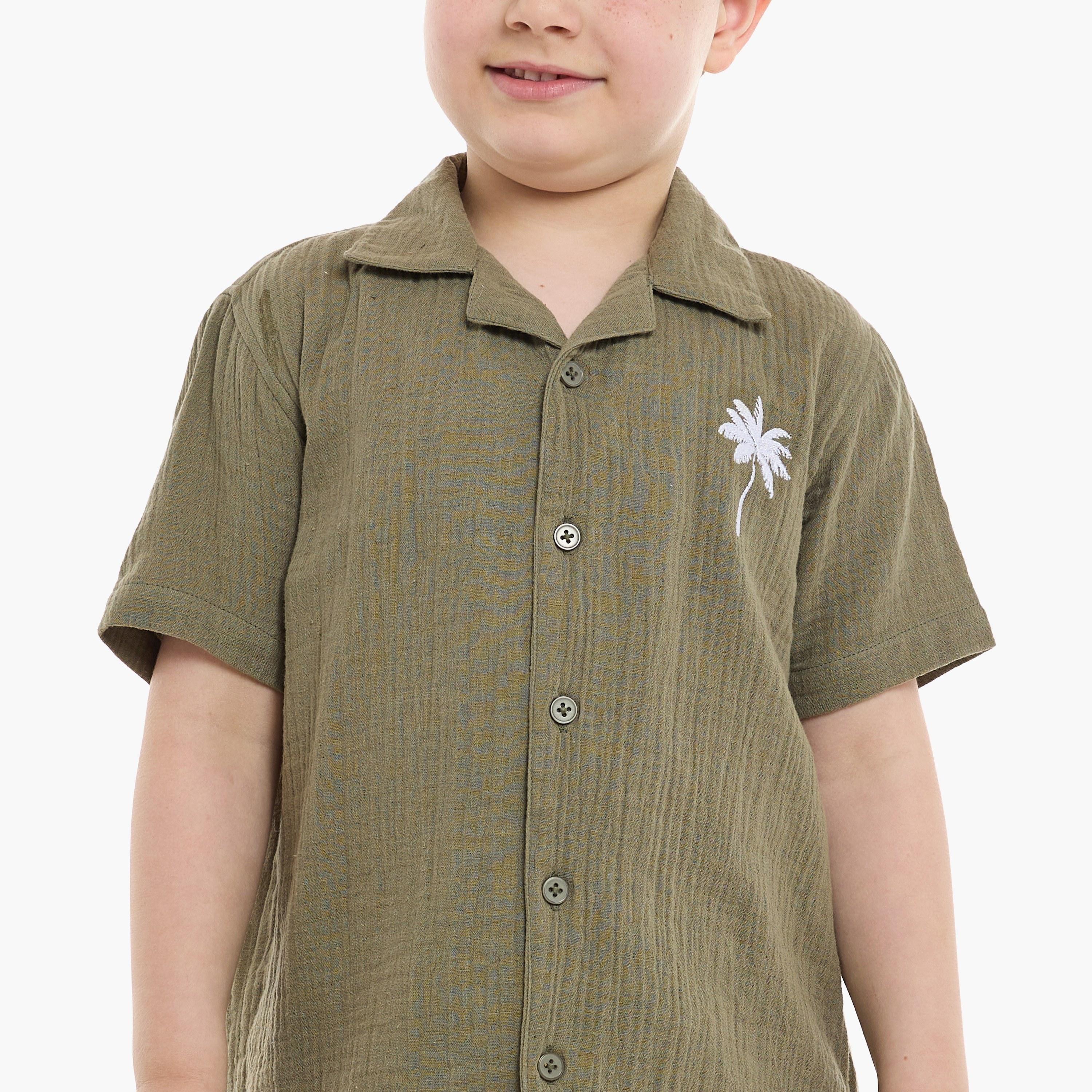 Victor and Jane 2-Piece Solid Short Sleeves Shirt with Shorts-boys-clothing-setsandcoords-image-3