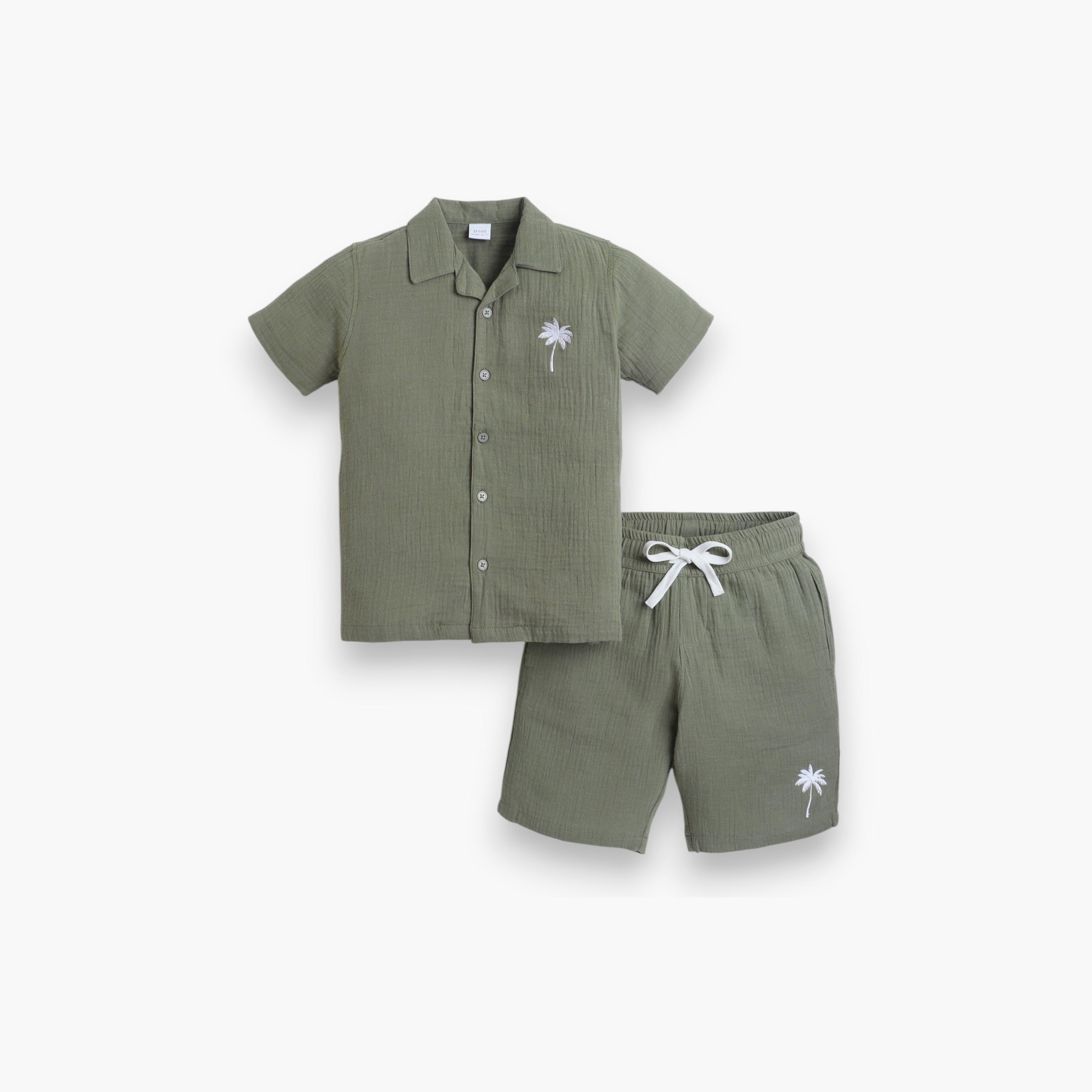 Victor and Jane 2-Piece Solid Short Sleeves Shirt with Shorts-boys-clothing-setsandcoords-image-4