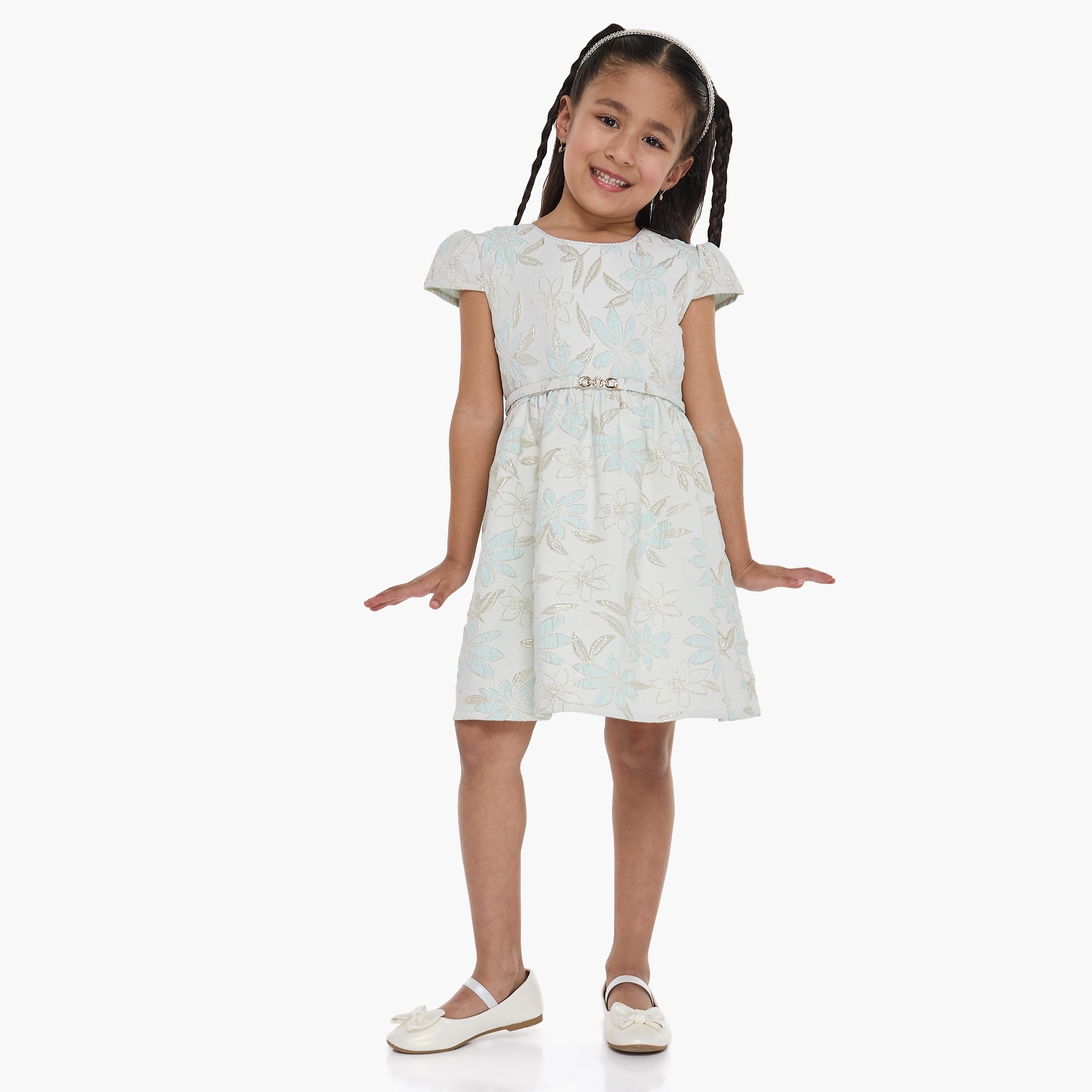Victor and Jane Floral Printed Cap Sleeves Dress-girls-clothing-dressesandjumpsuits-image-1