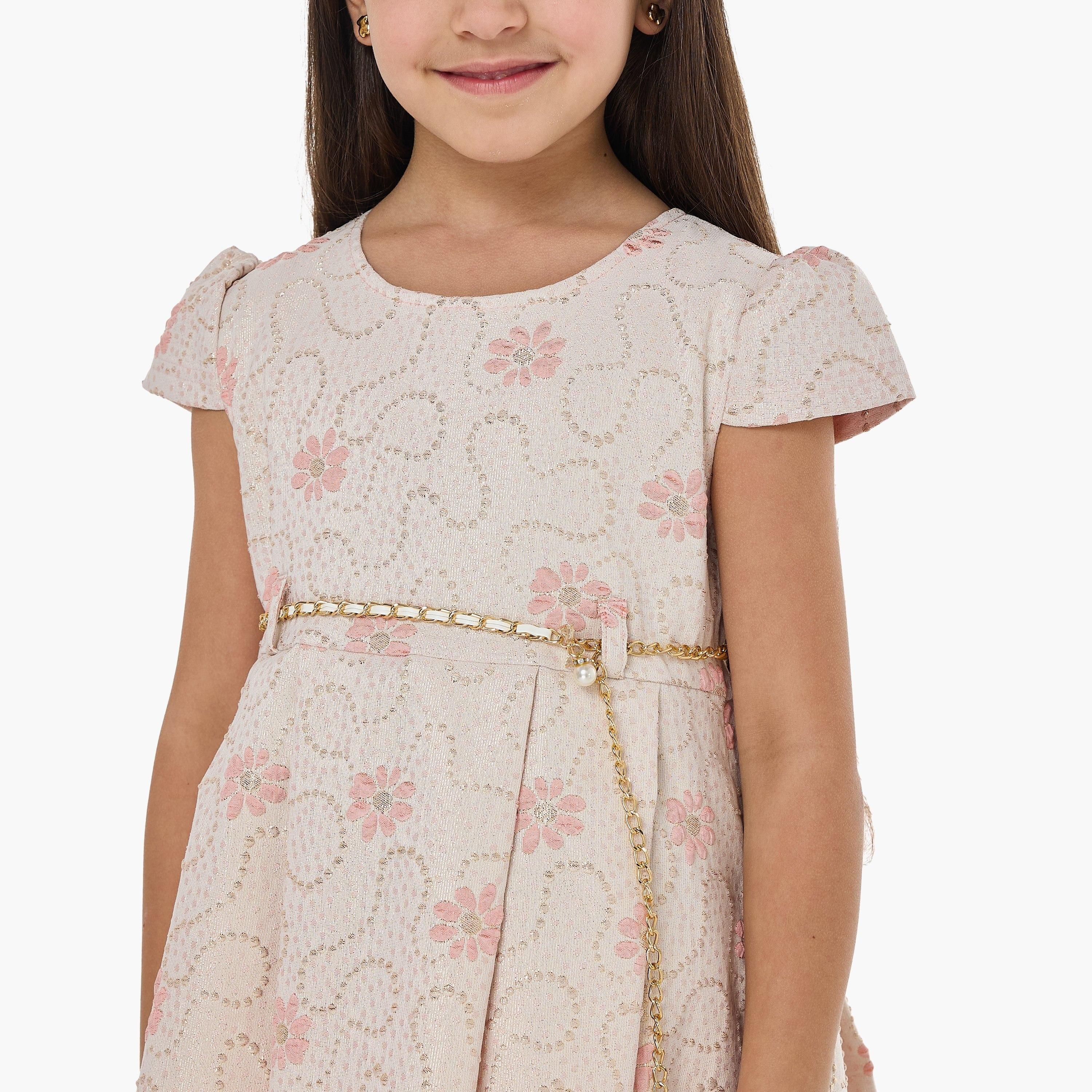 فستان بطبعة زهور وأكمام كاب من فيكتور اند جين-girls-clothing-dressesandjumpsuits-image-5