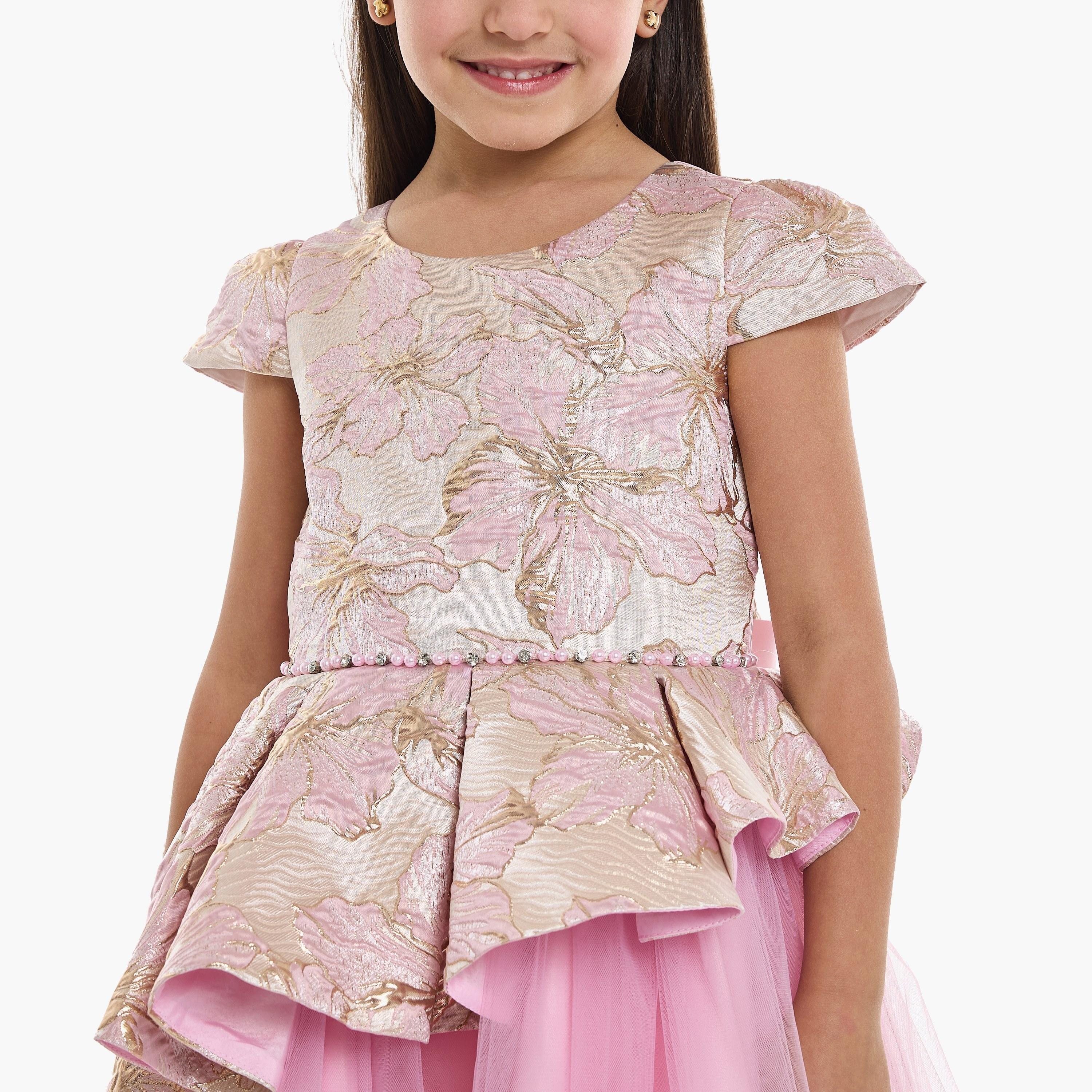 Victor and Jane Floral Printed Cap Sleeves Dress-girls-clothing-dressesandjumpsuits-image-6