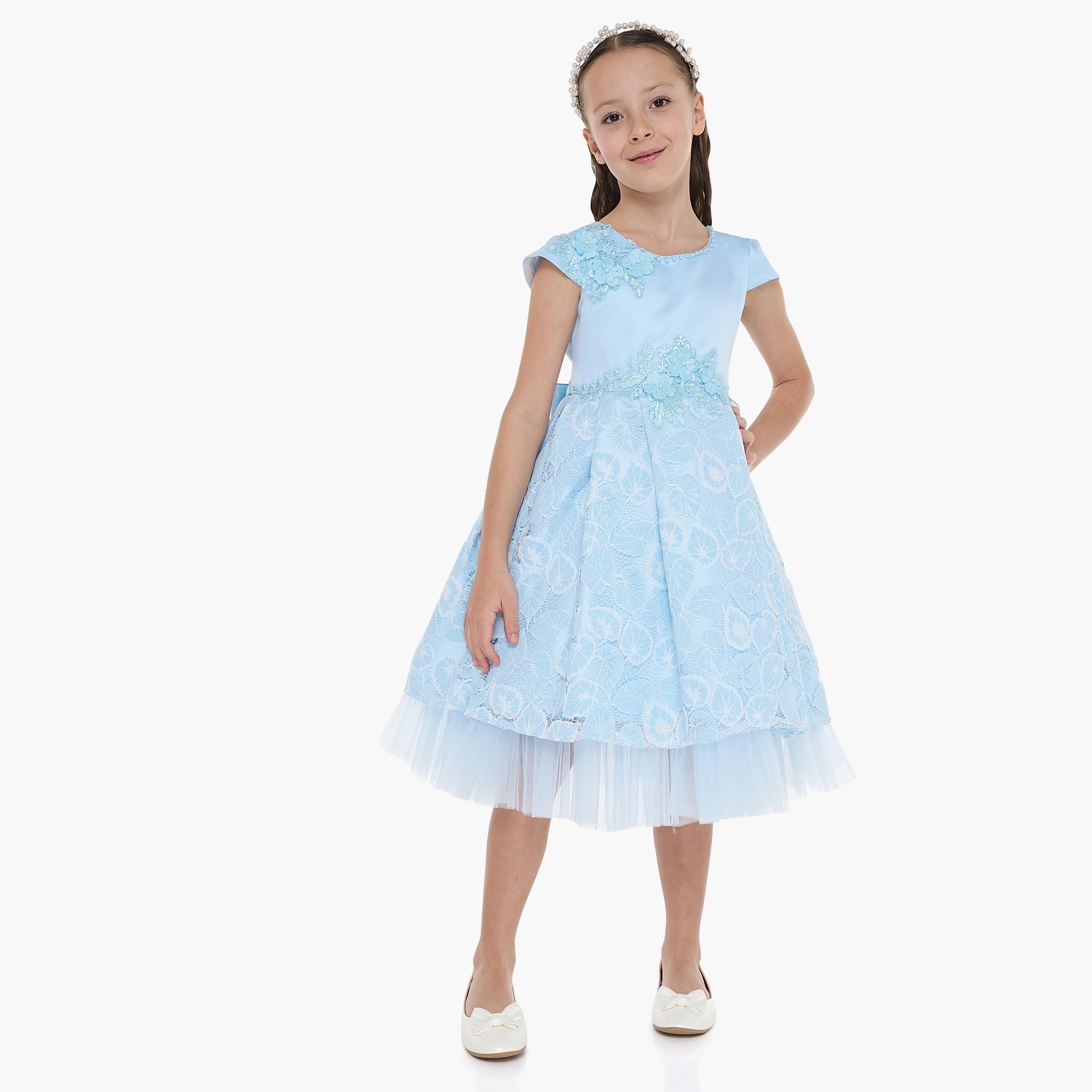 فستان بأكمام كاب مزين من فيكتور اند جين-girls-clothing-dressesandjumpsuits-image-3