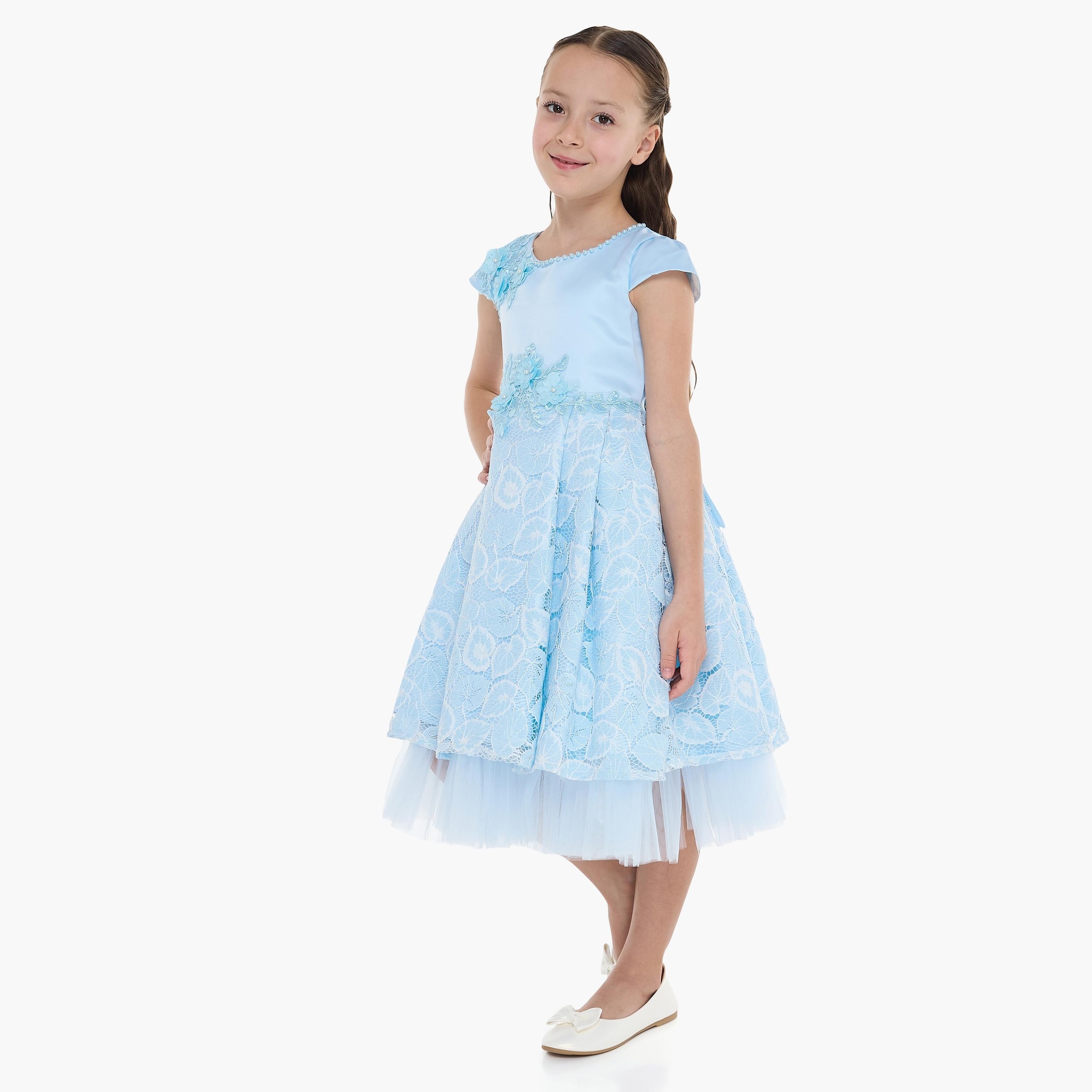 فستان بأكمام كاب مزين من فيكتور اند جين-girls-clothing-dressesandjumpsuits-image-4
