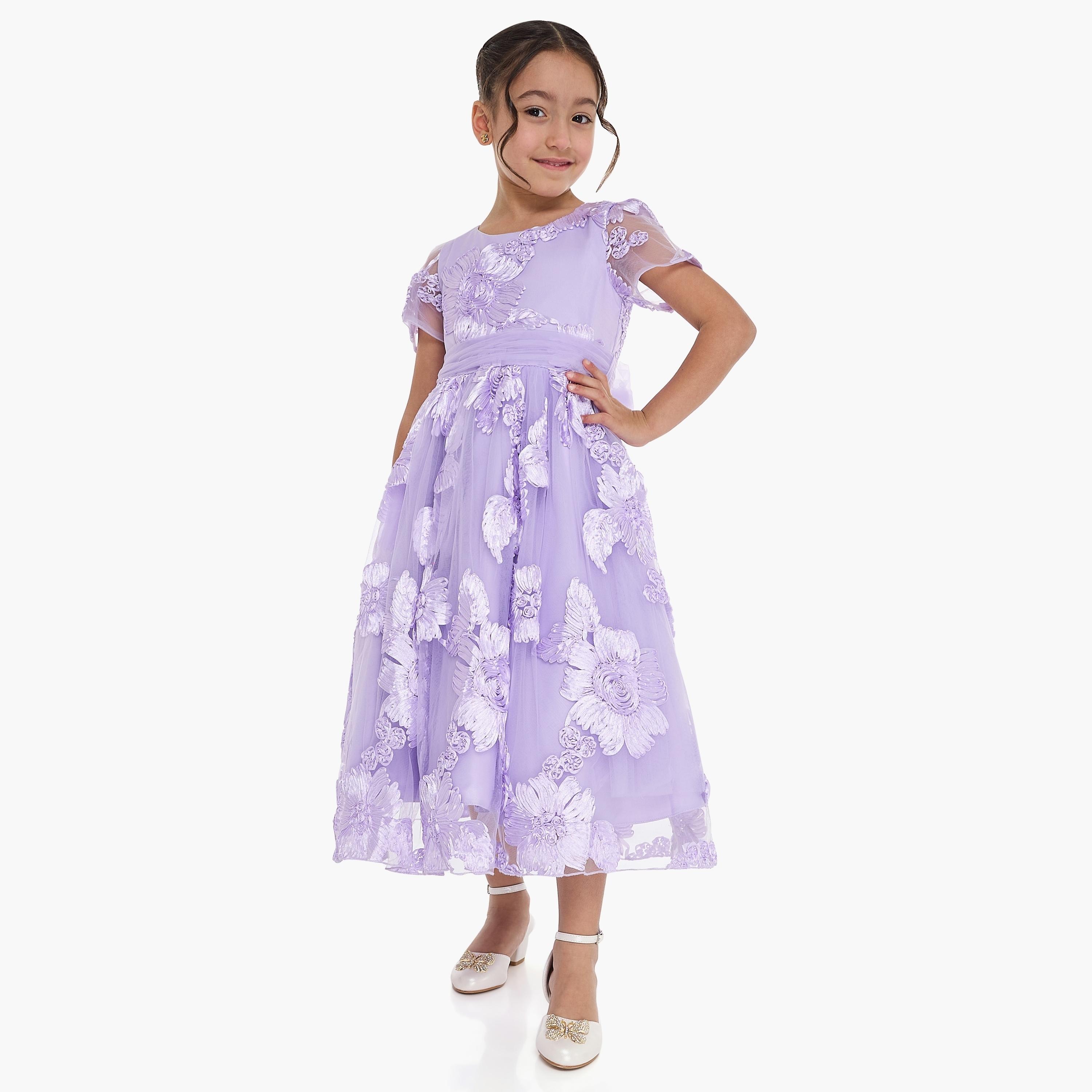 Victor and Jane Floral Printed Short Sleeves Dress-girls-clothing-dressesandjumpsuits-image-2