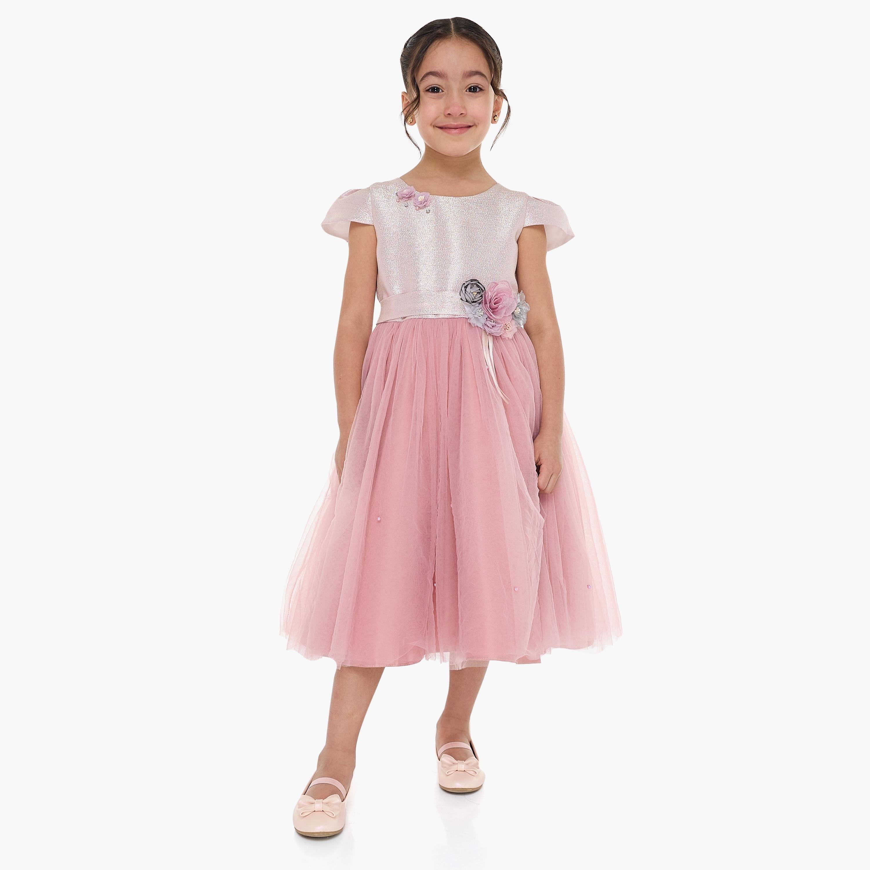 Victor and Jane Floral Printed Cap Sleeves Dress-girls-clothing-dressesandjumpsuits-image-2