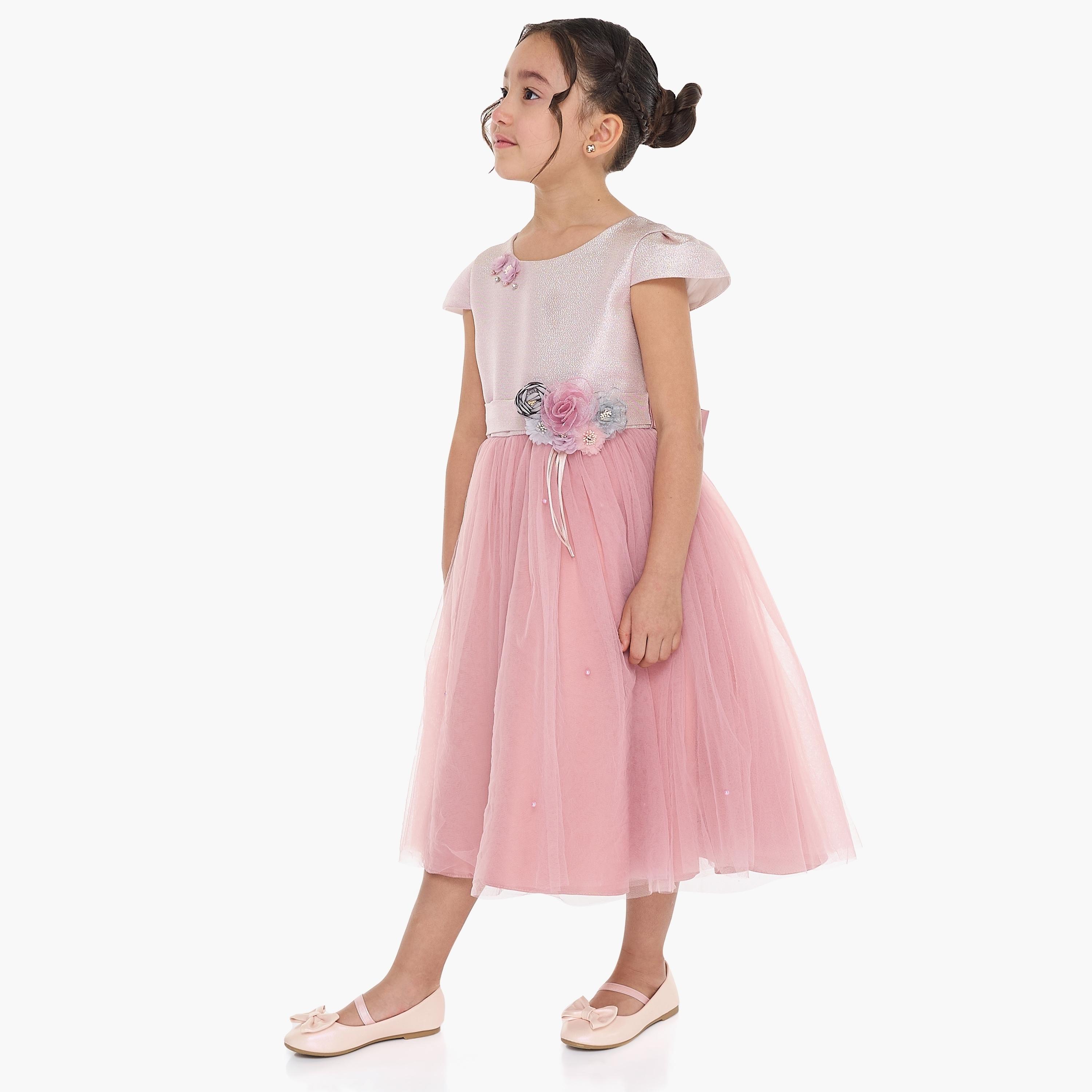 Victor and Jane Floral Printed Cap Sleeves Dress-girls-clothing-dressesandjumpsuits-image-3