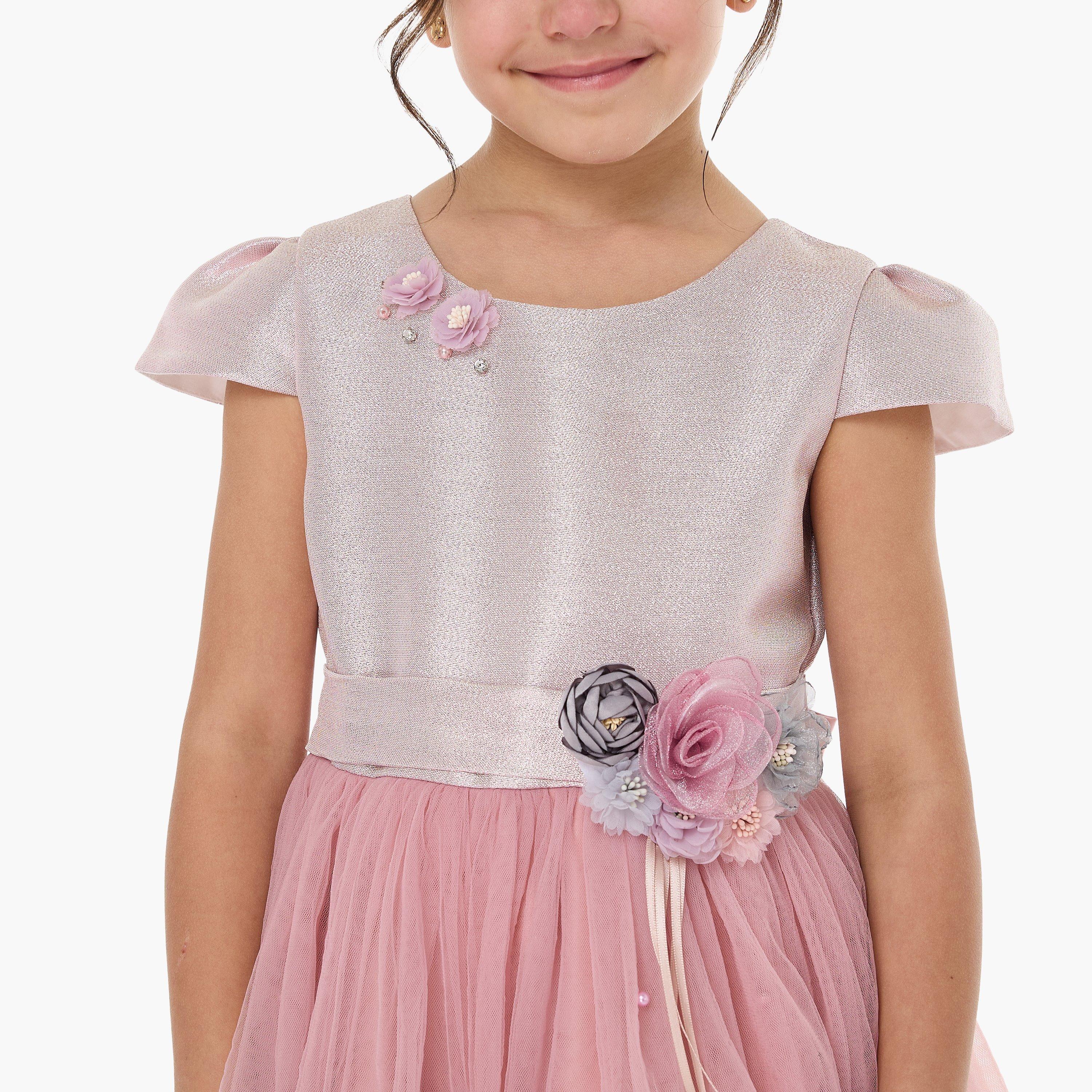 Victor and Jane Floral Printed Cap Sleeves Dress-girls-clothing-dressesandjumpsuits-image-5