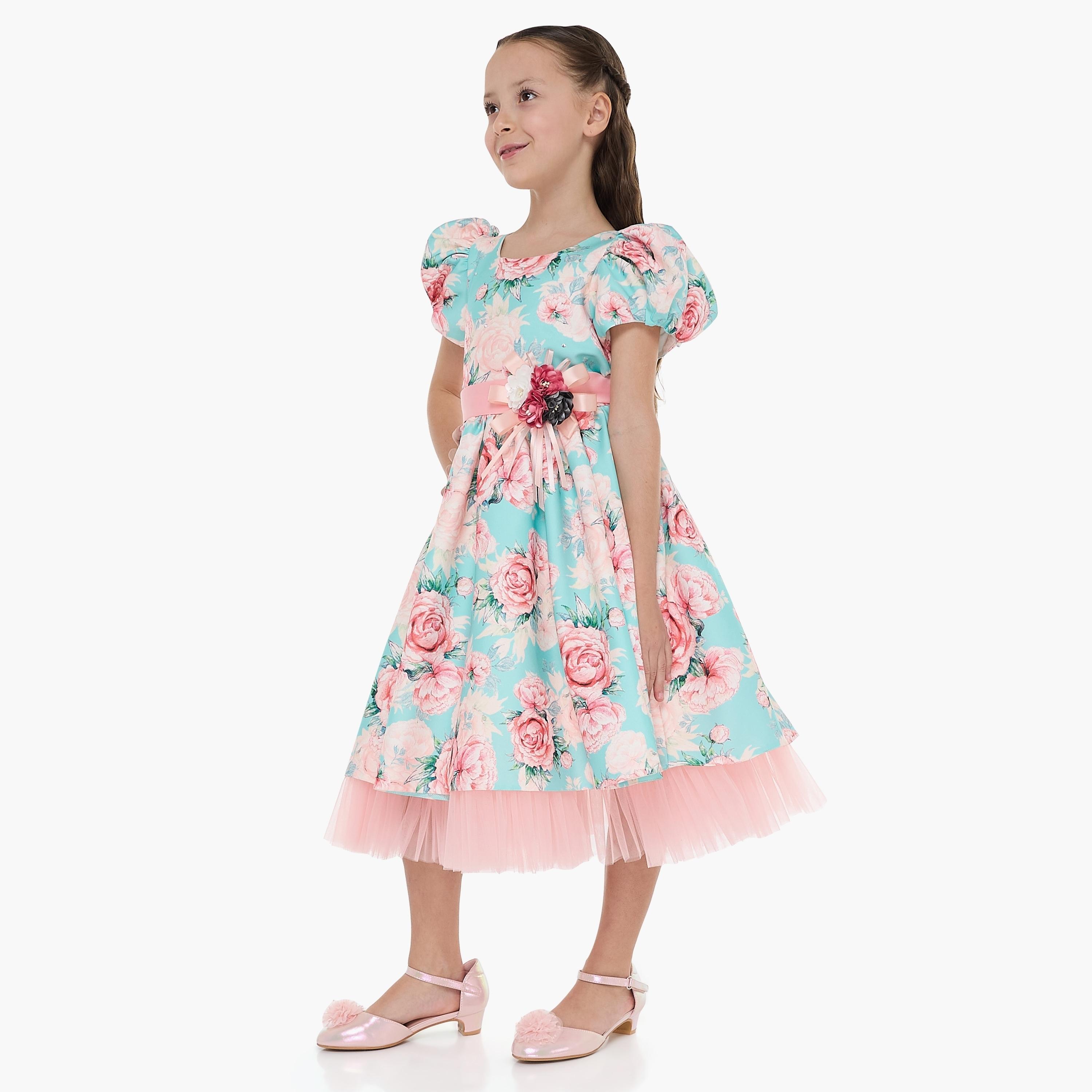 Victor and Jane Floral Printed Cap Sleeves Dress-girls-clothing-dressesandjumpsuits-image-4