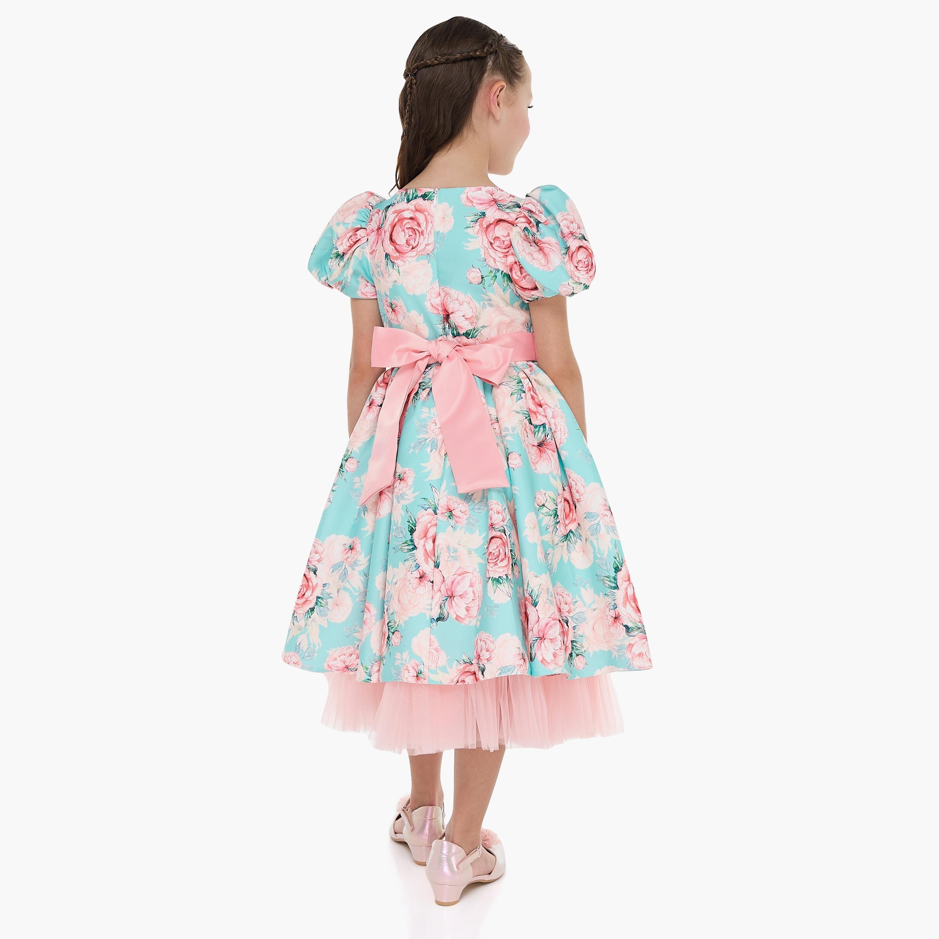 Victor and Jane Floral Printed Cap Sleeves Dress-girls-clothing-dressesandjumpsuits-image-5