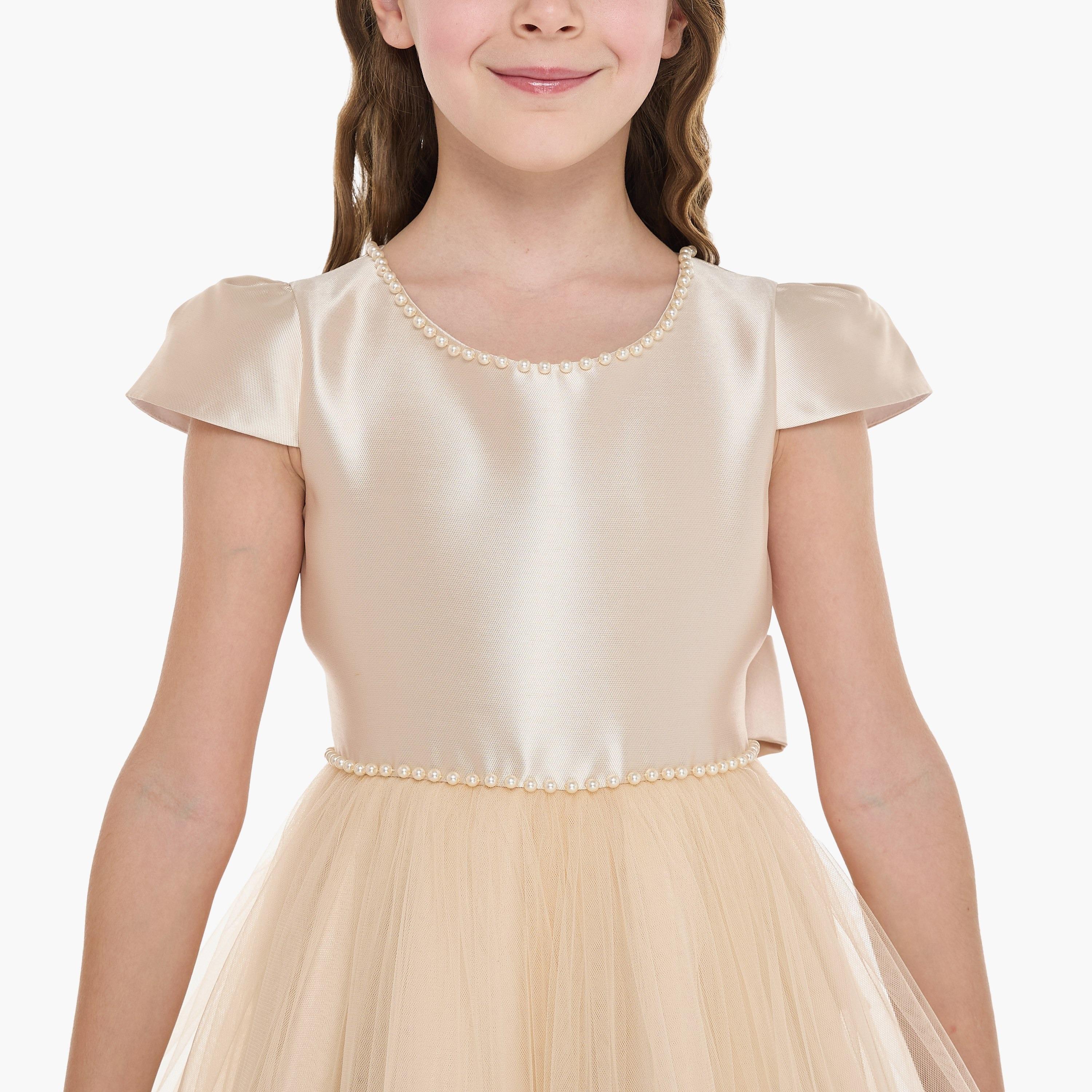 فستان سادة بأكمام كاب من فيكتور اند جين-girls-clothing-dressesandjumpsuits-image-5