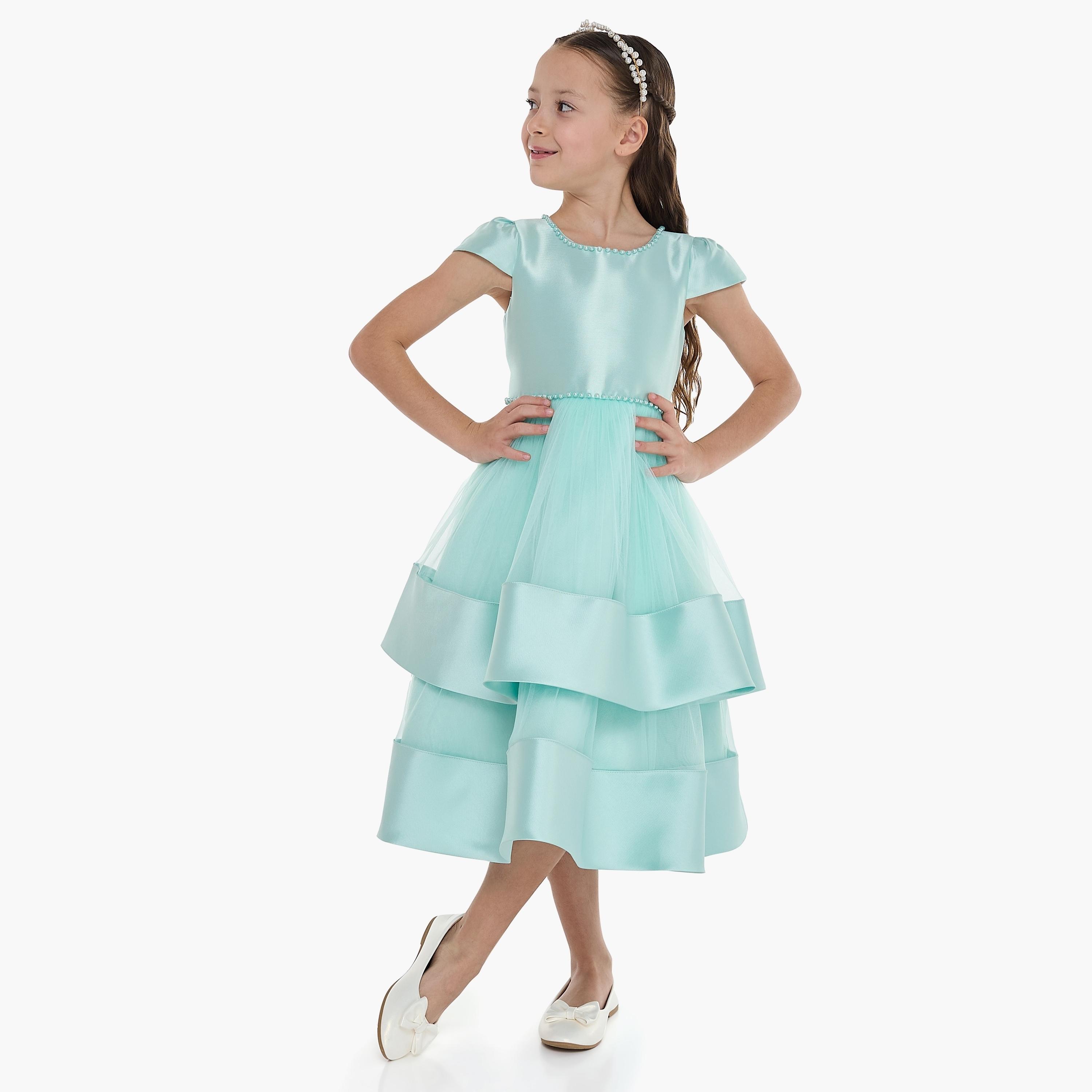 Victor and Jane Solid Cap Sleeves Dress-girls-clothing-dressesandjumpsuits-image-1