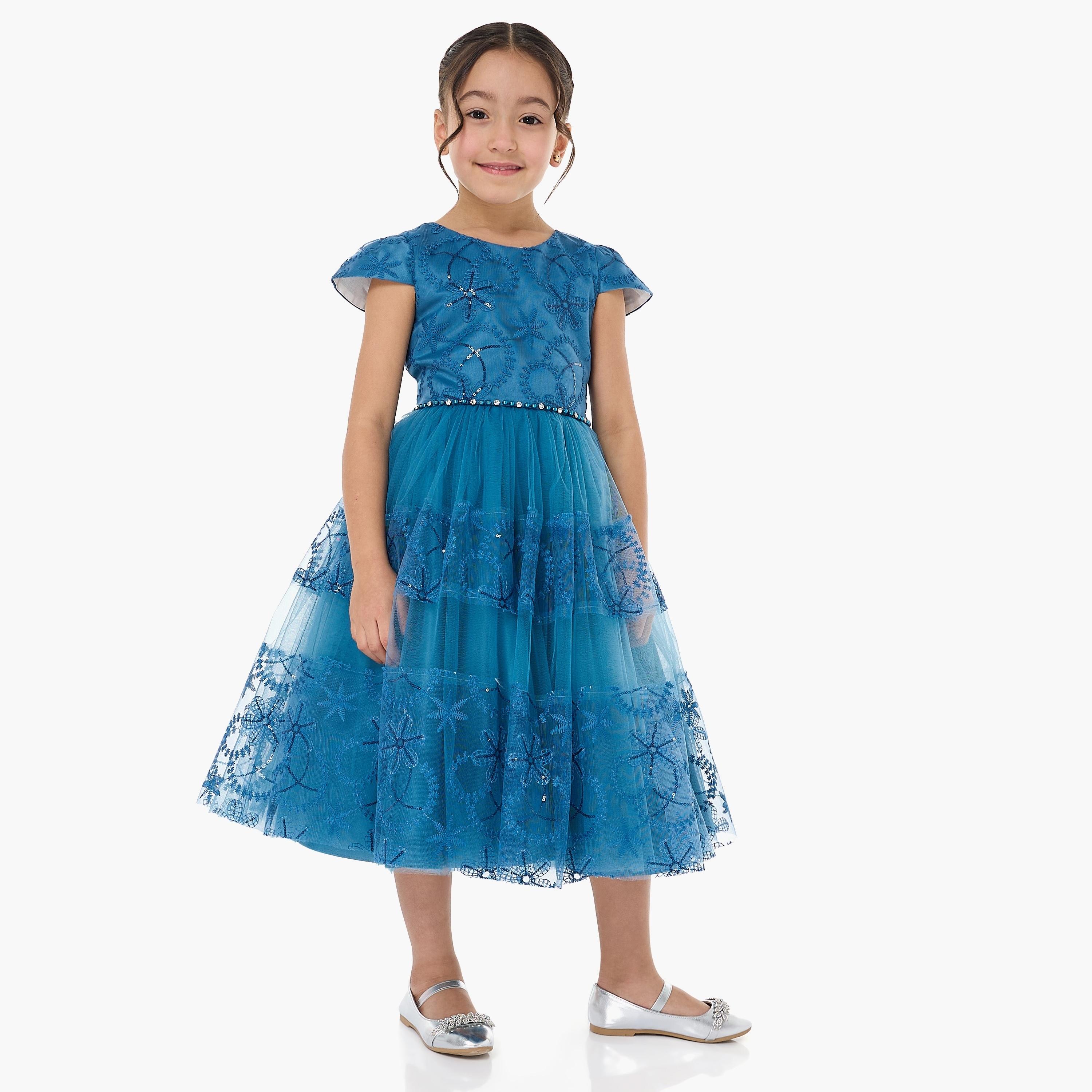 فستان بأكمام كاب مزين من فيكتور اند جين-girls-clothing-dressesandjumpsuits-image-2