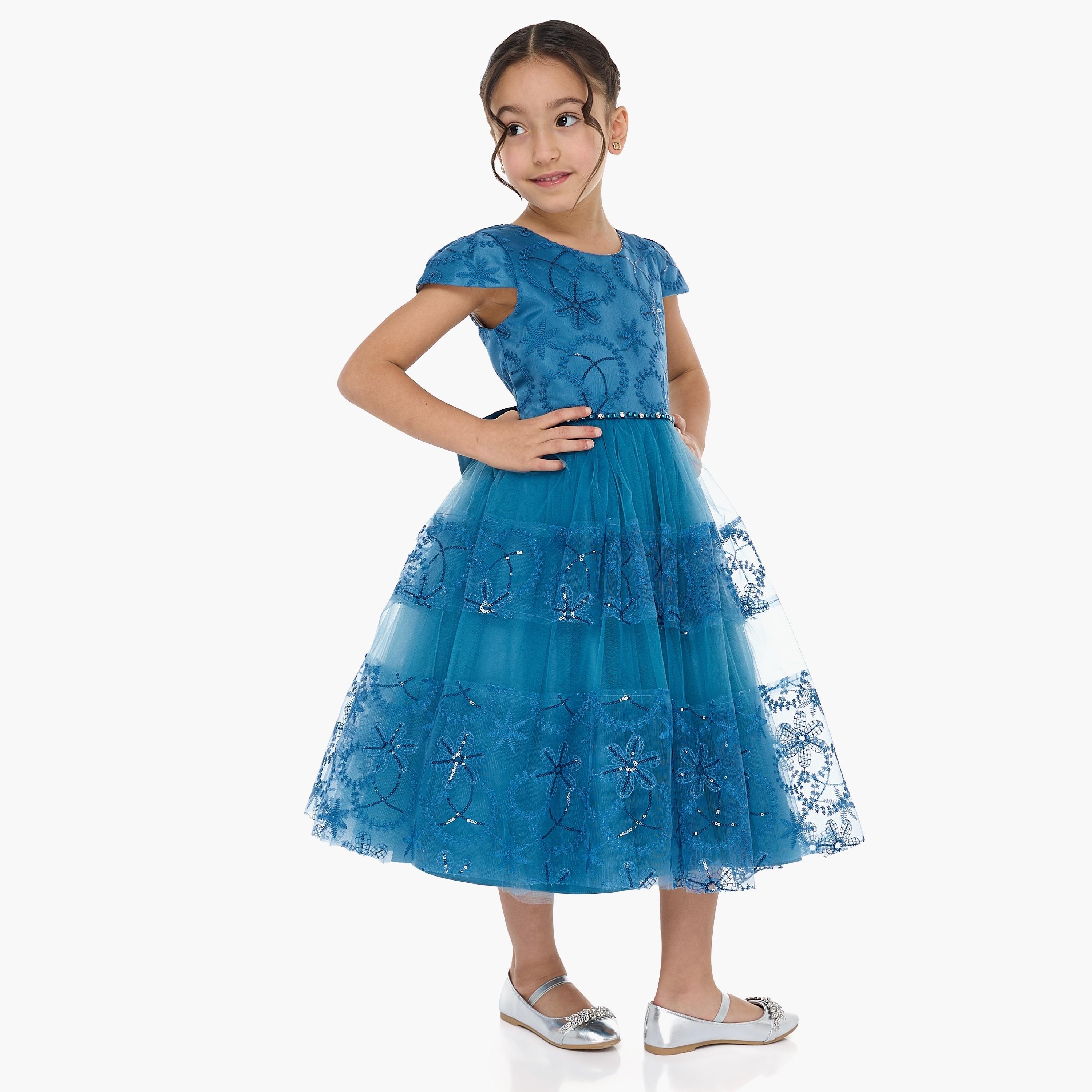 فستان بأكمام كاب مزين من فيكتور اند جين-girls-clothing-dressesandjumpsuits-image-4