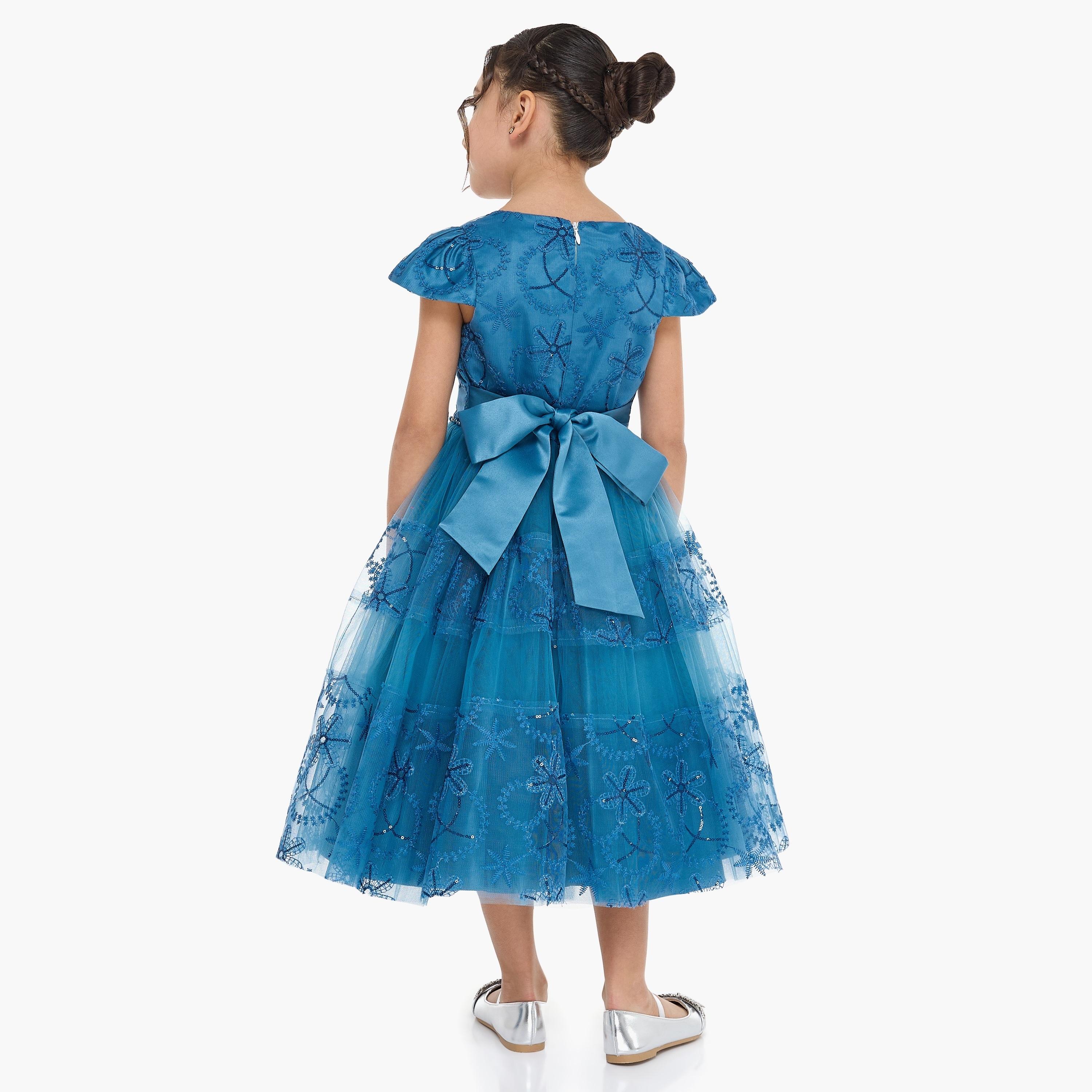 فستان بأكمام كاب مزين من فيكتور اند جين-girls-clothing-dressesandjumpsuits-image-5