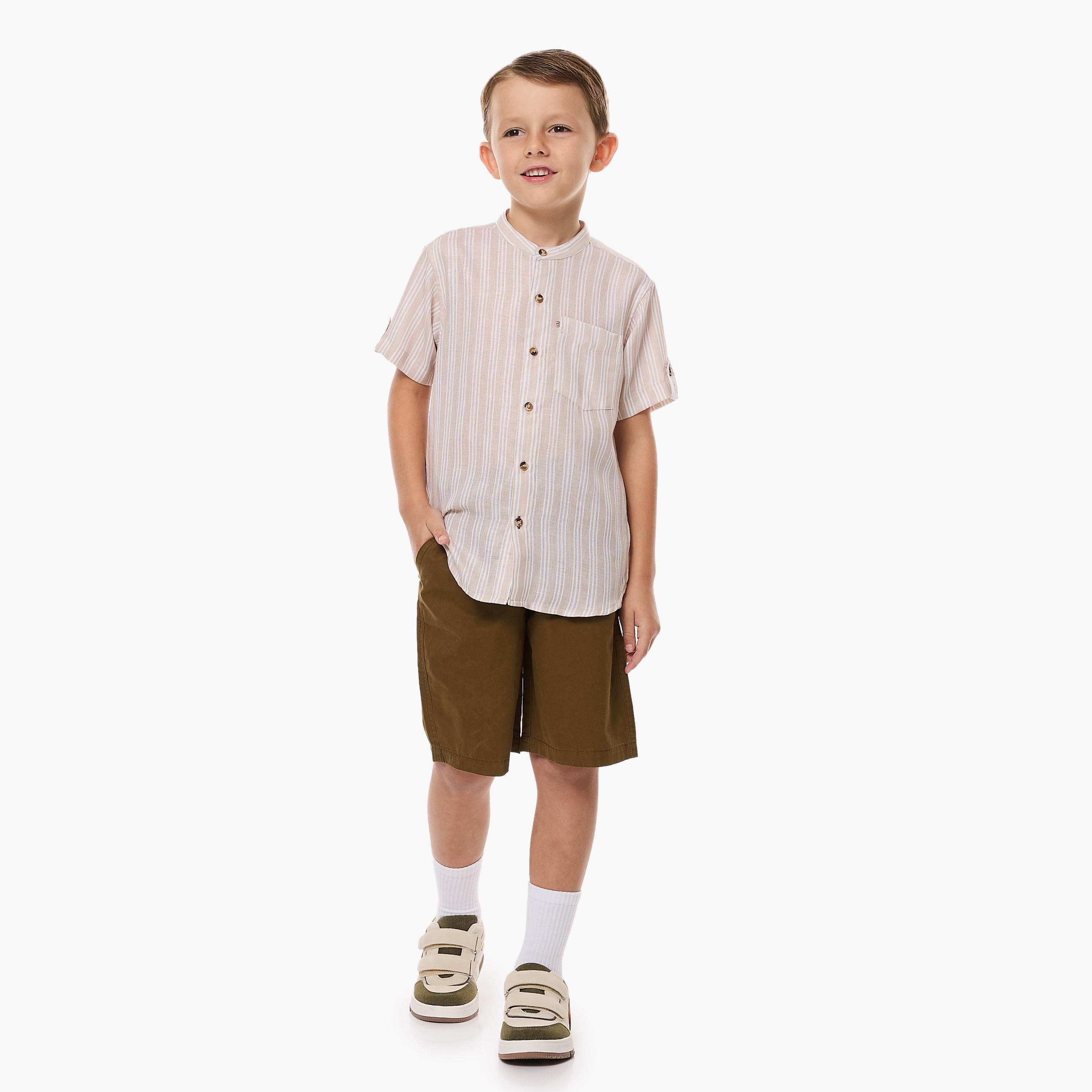 Victor and Jane Striped Short Sleeves Shirt with Shorts-baby-boys-clothing-setsandcoords-image-1