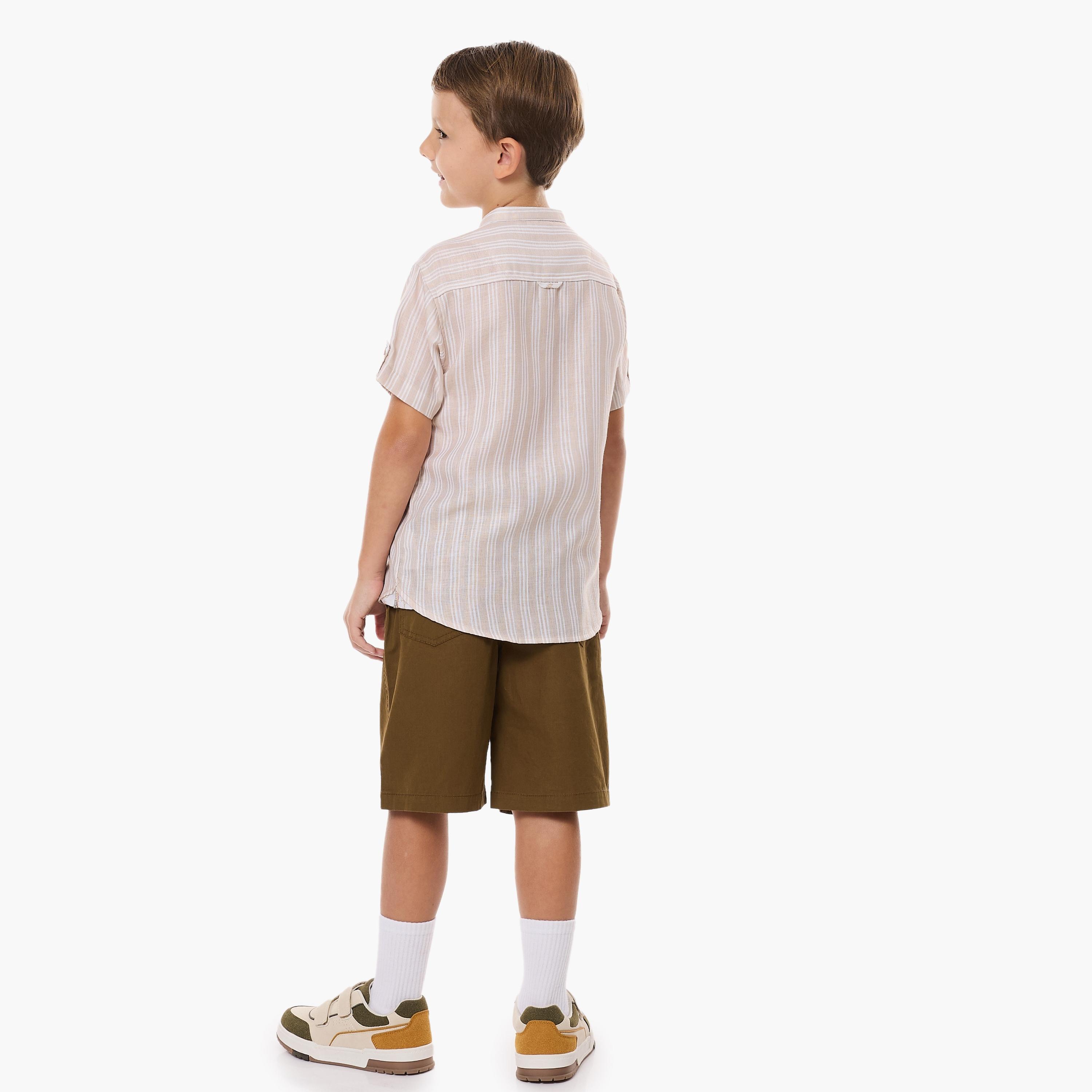 Victor and Jane Striped Short Sleeves Shirt with Shorts-baby-boys-clothing-setsandcoords-image-2