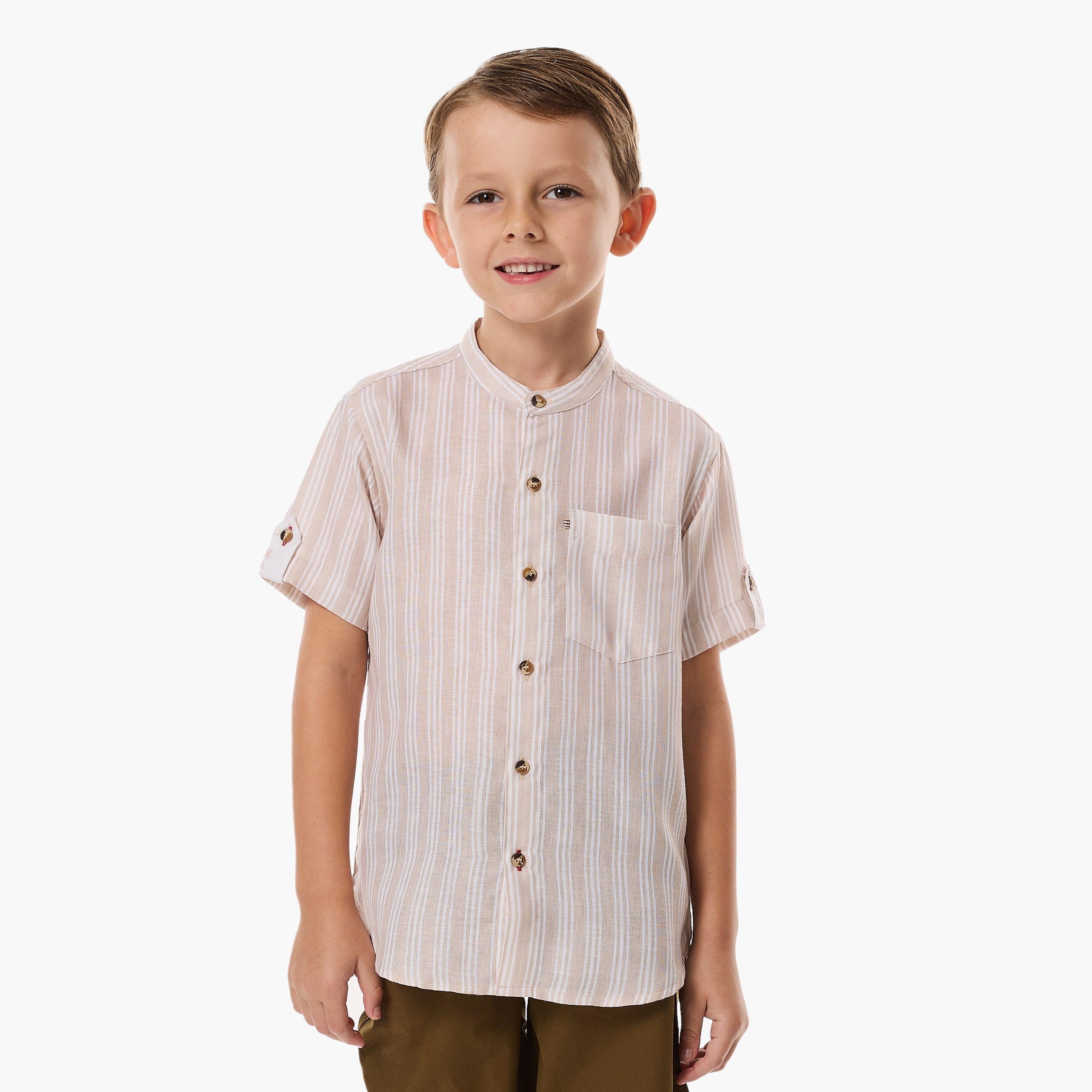 Victor and Jane Striped Short Sleeves Shirt with Shorts-baby-boys-clothing-setsandcoords-image-4