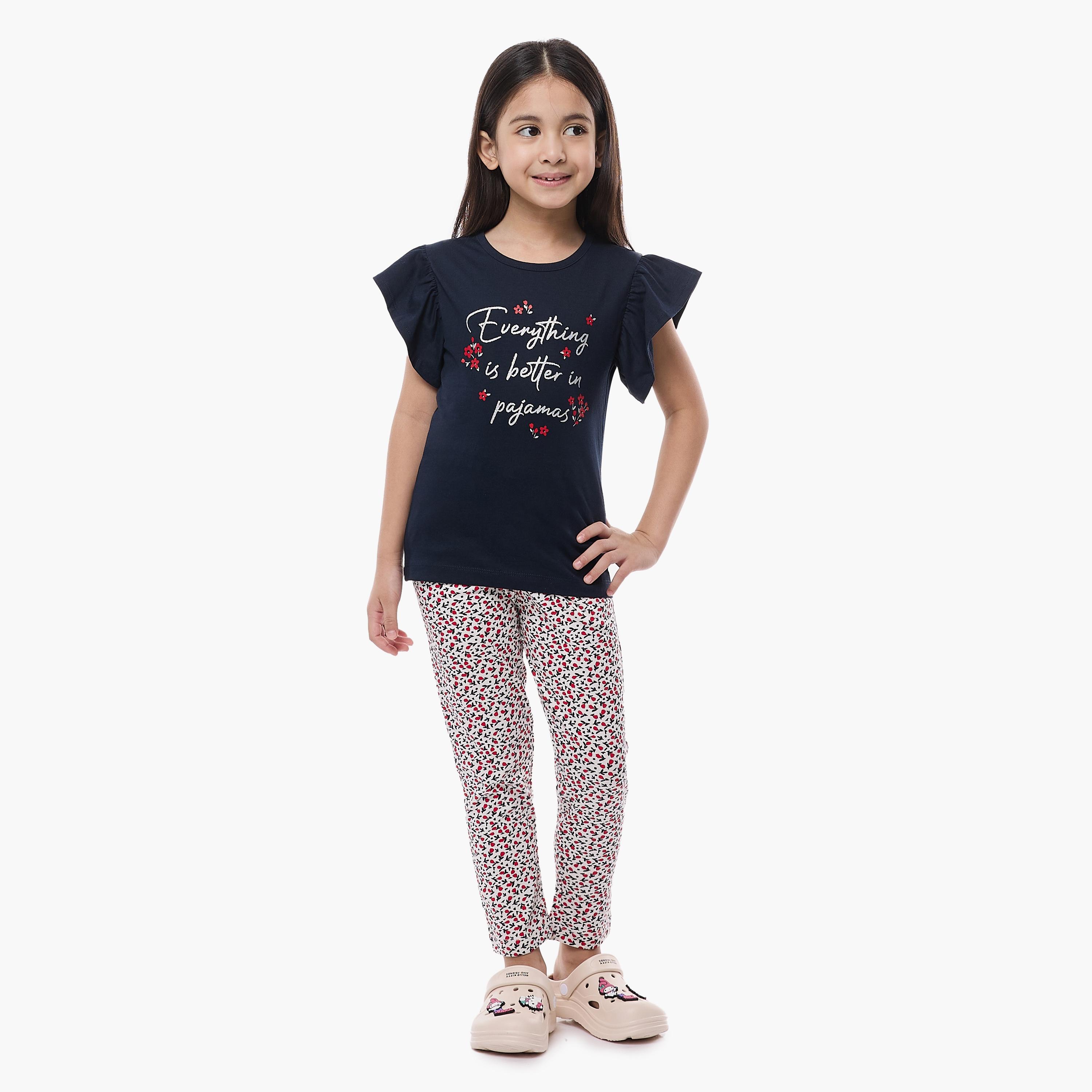 Victor and Jane 2-Piece Printed Cap Sleeves T-Shirt with Pyjama-baby-girls-clothing-nightwear-pyjamasets-image-4