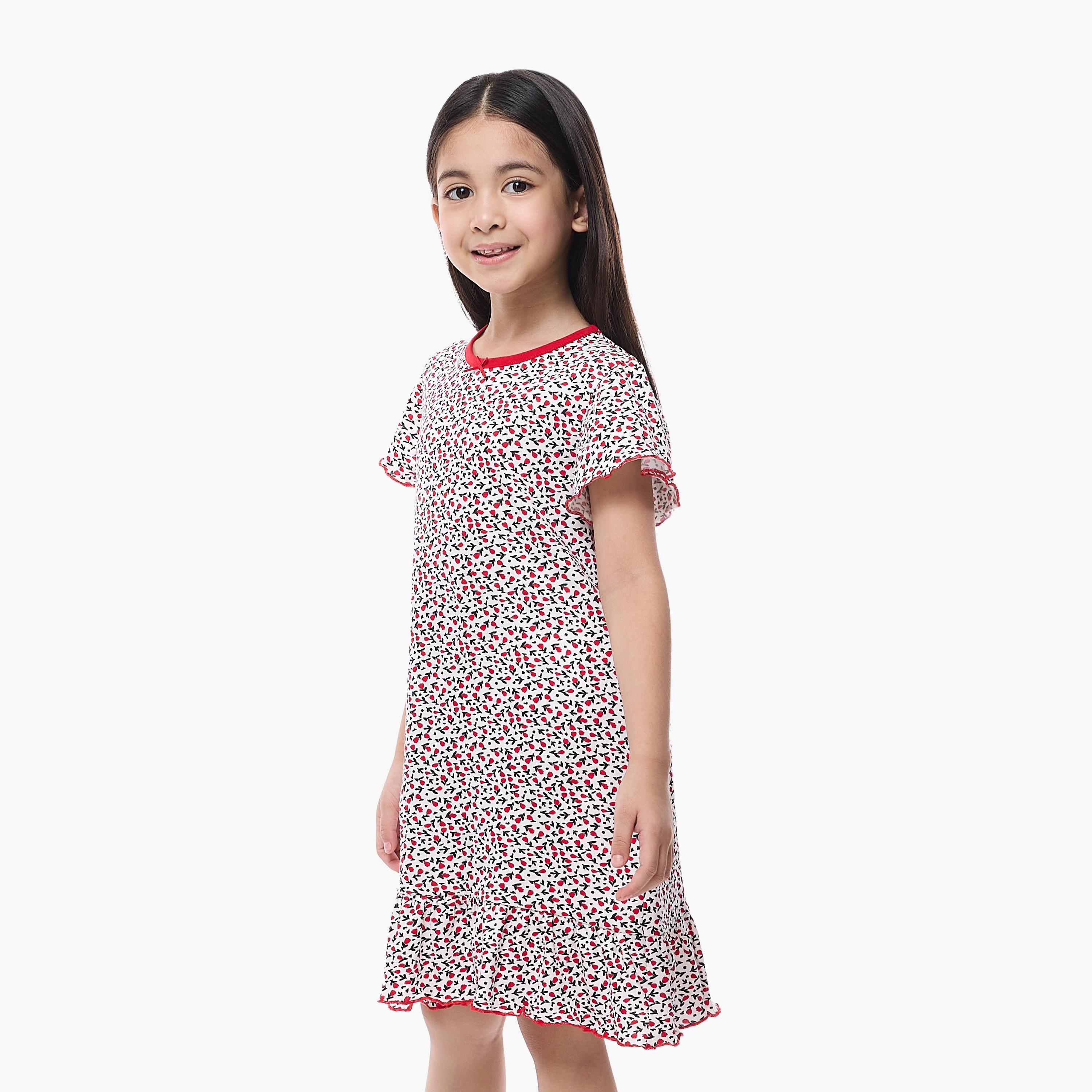 Victor and Jane Printed Cap Sleeves Dress-girls-clothing-nightwear-image-2