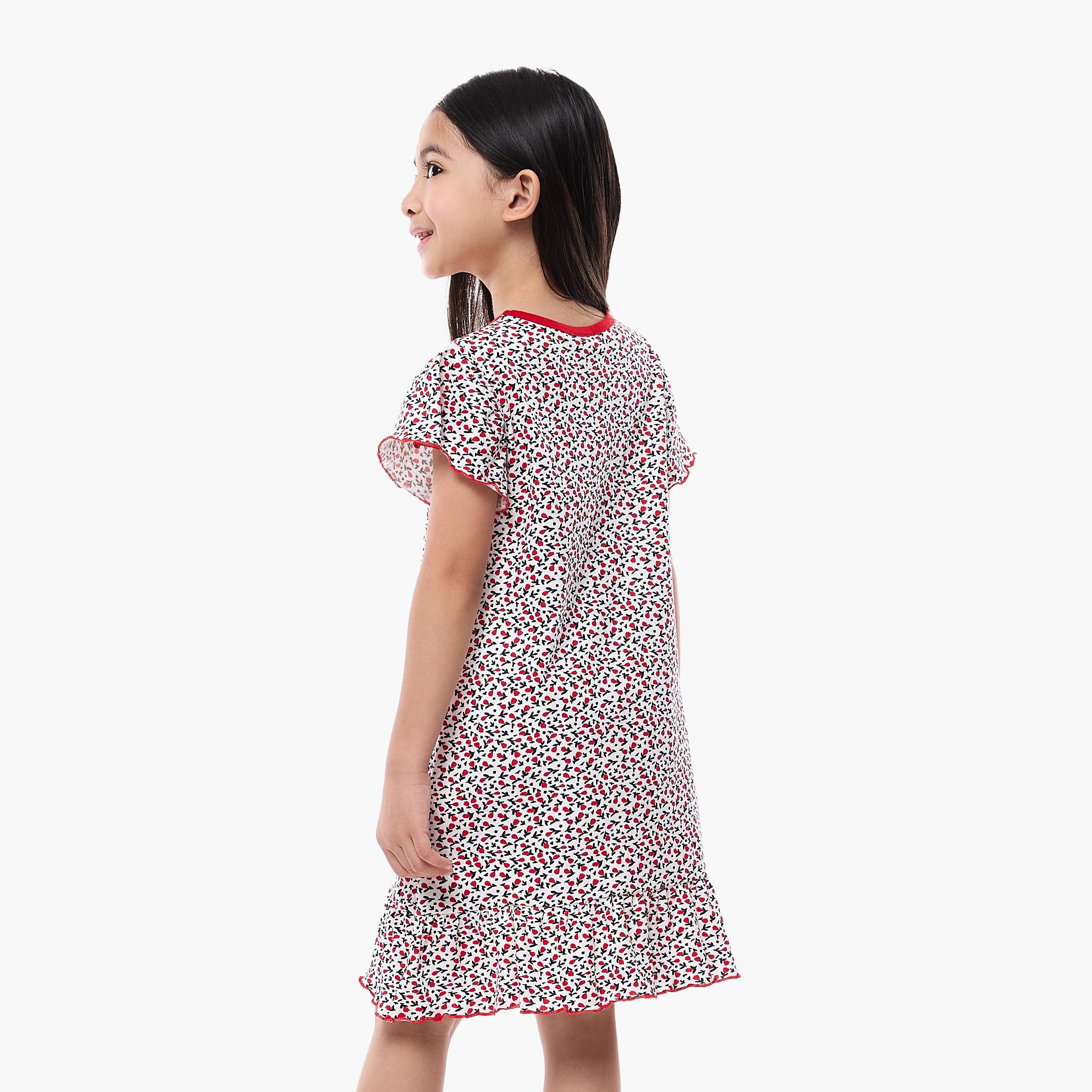 Victor and Jane Printed Cap Sleeves Dress-girls-clothing-nightwear-image-3