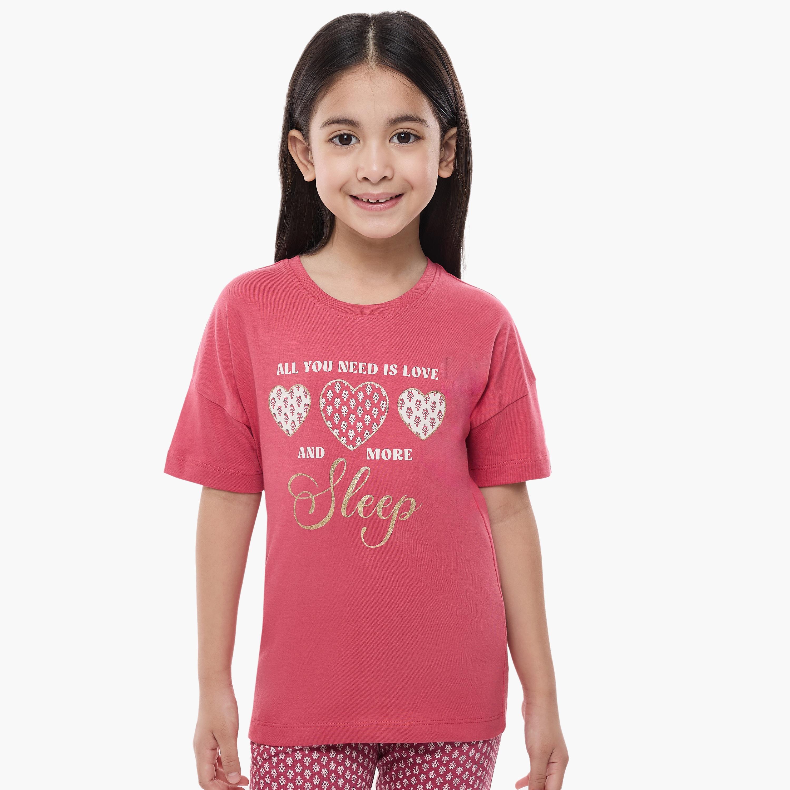 Victor and Jane 2-Piece Printed Short Sleeves T-Shirt with Pyjama-baby-girls-clothing-nightwear-pyjamasets-image-3