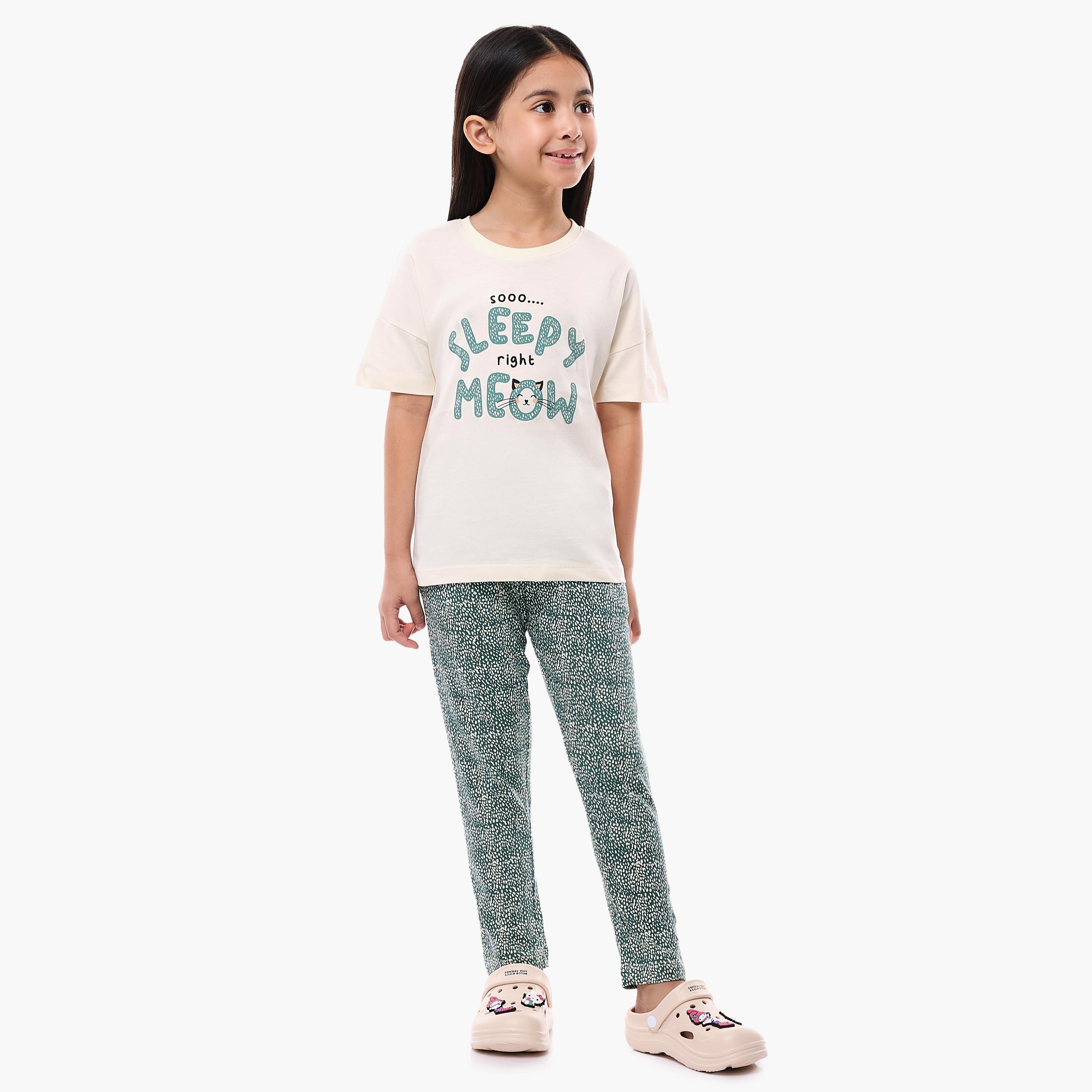 Victor and Jane 2-Piece Printed Short Sleeves T-Shirt with Pyjama-baby-girls-clothing-nightwear-pyjamasets-image-1