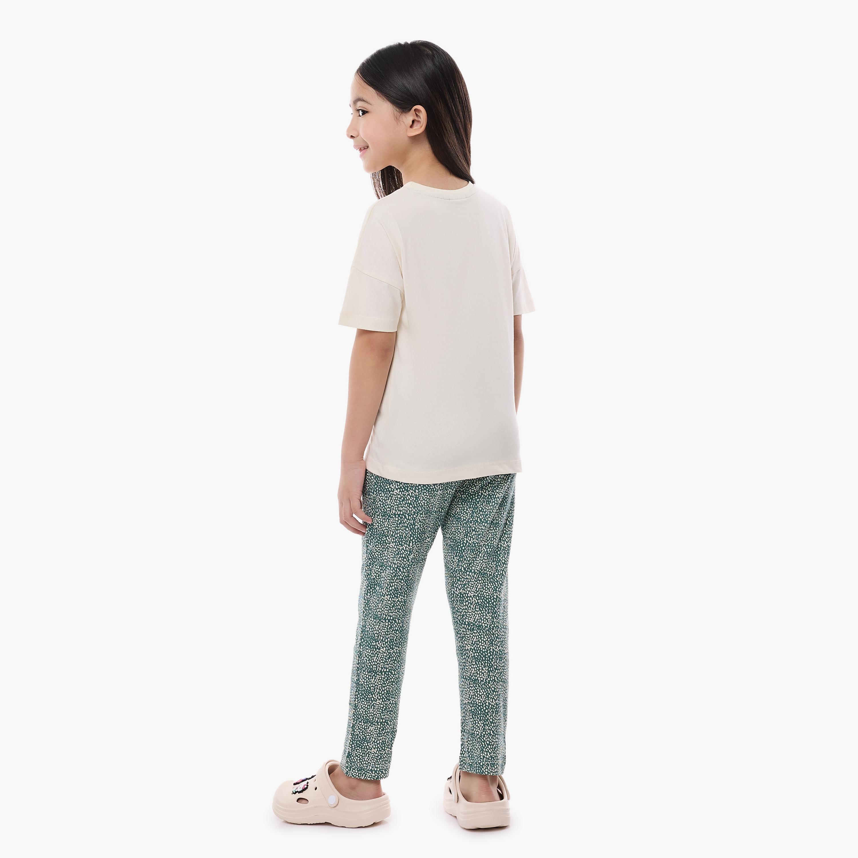 Victor and Jane 2-Piece Printed Short Sleeves T-Shirt with Pyjama-baby-girls-clothing-nightwear-pyjamasets-image-2