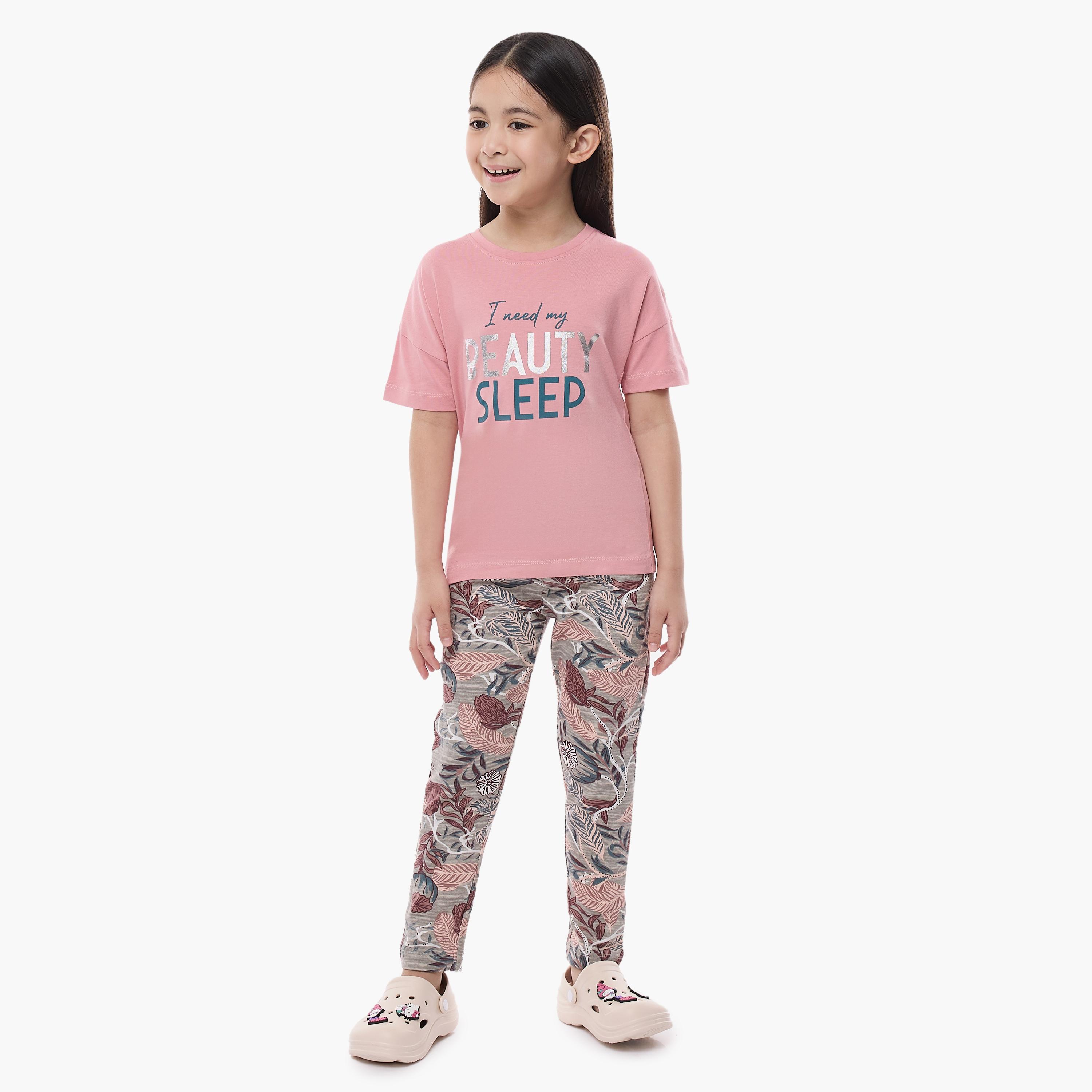 Victor and Jane 2-Piece Printed Short Sleeves T-Shirt with Pyjama-baby-girls-clothing-nightwear-pyjamasets-image-1