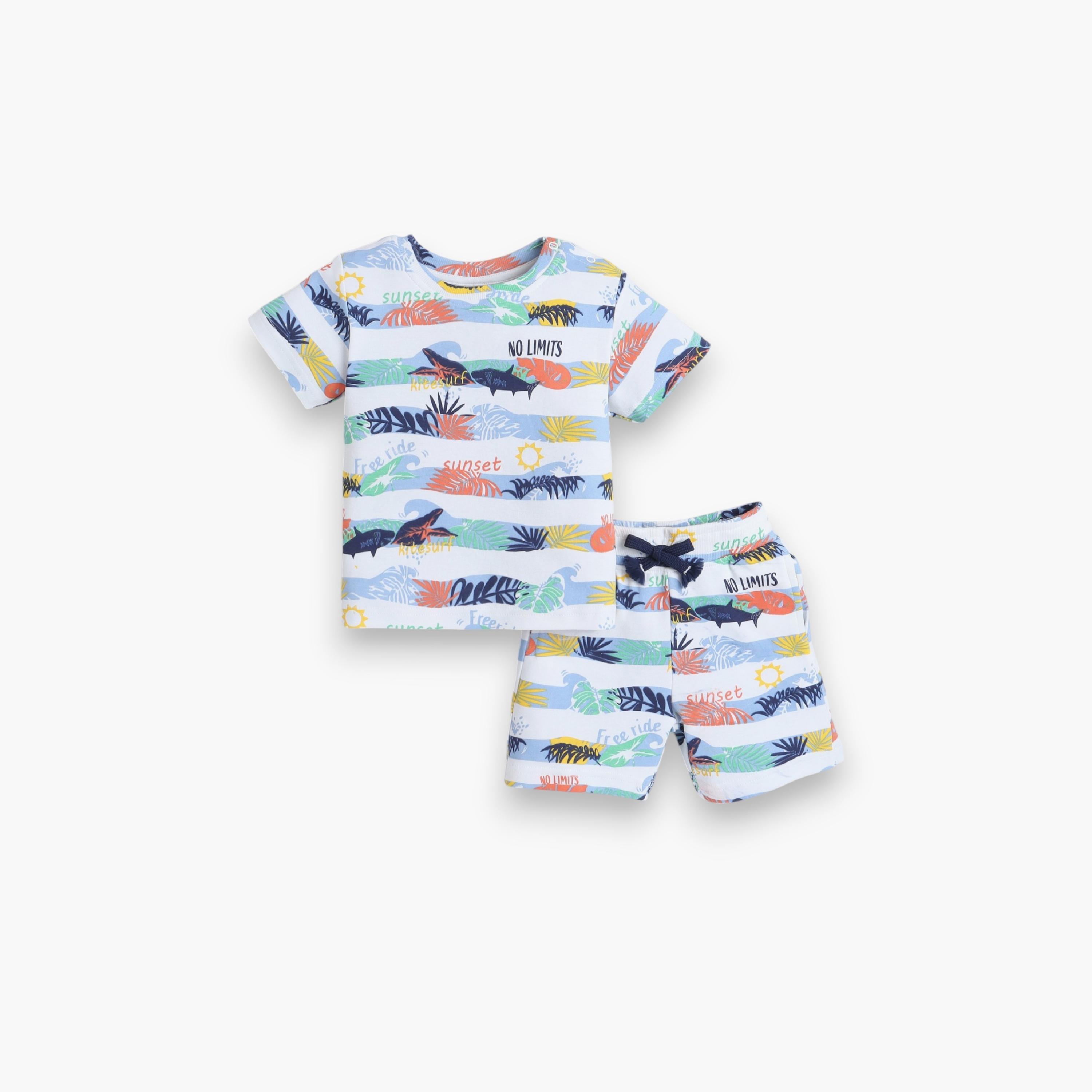 Victor and Jane 2-Piece Striped Short Sleeves T-Shirt with Shorts-baby-boys-clothing-setsandcoords-image-1