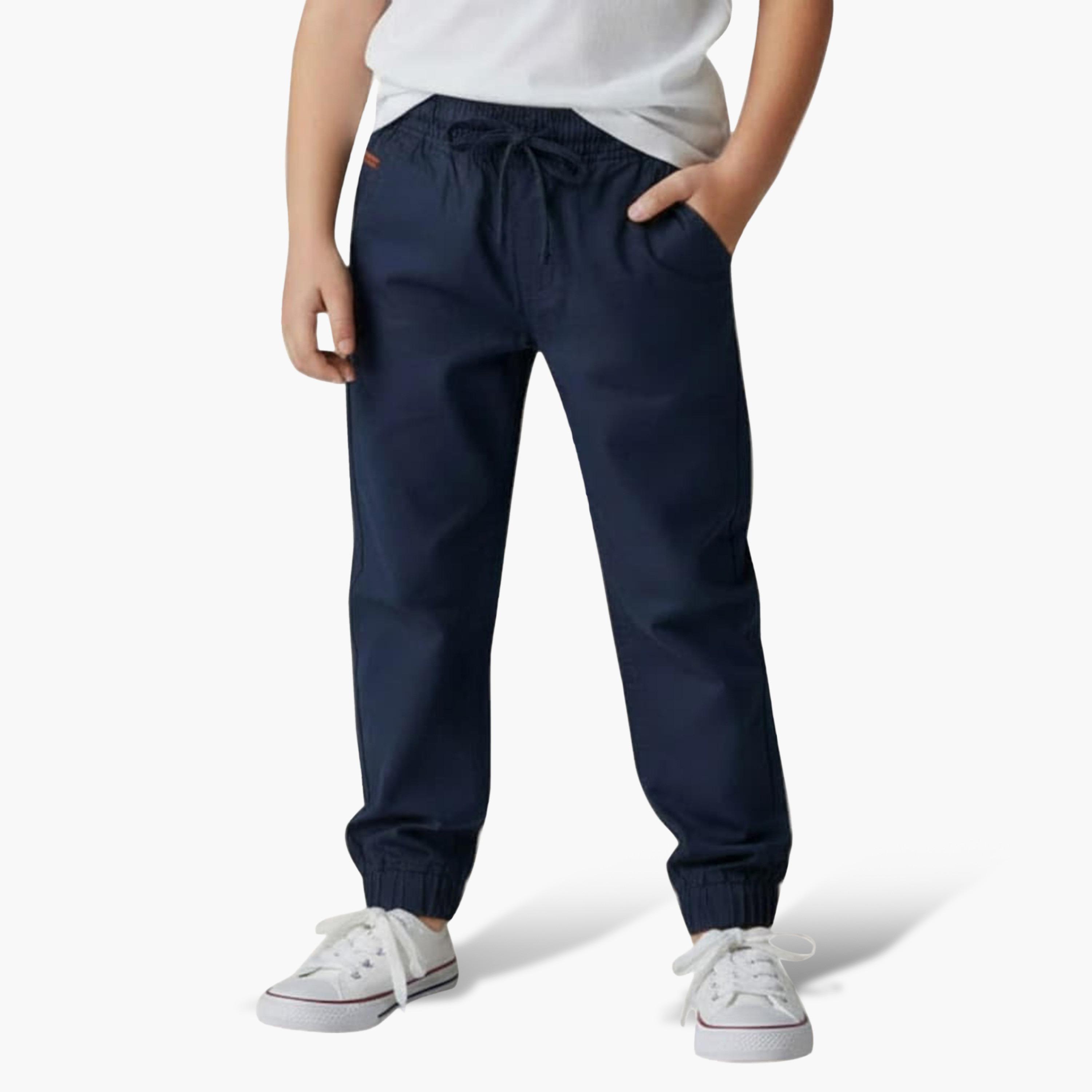 بنطال رياضي (جوغر) سادة بقصة عادية وخصر مطاطي برباط من فيكتور أند جين-boys-clothing-bottoms-joggersandtrackpants-image-1