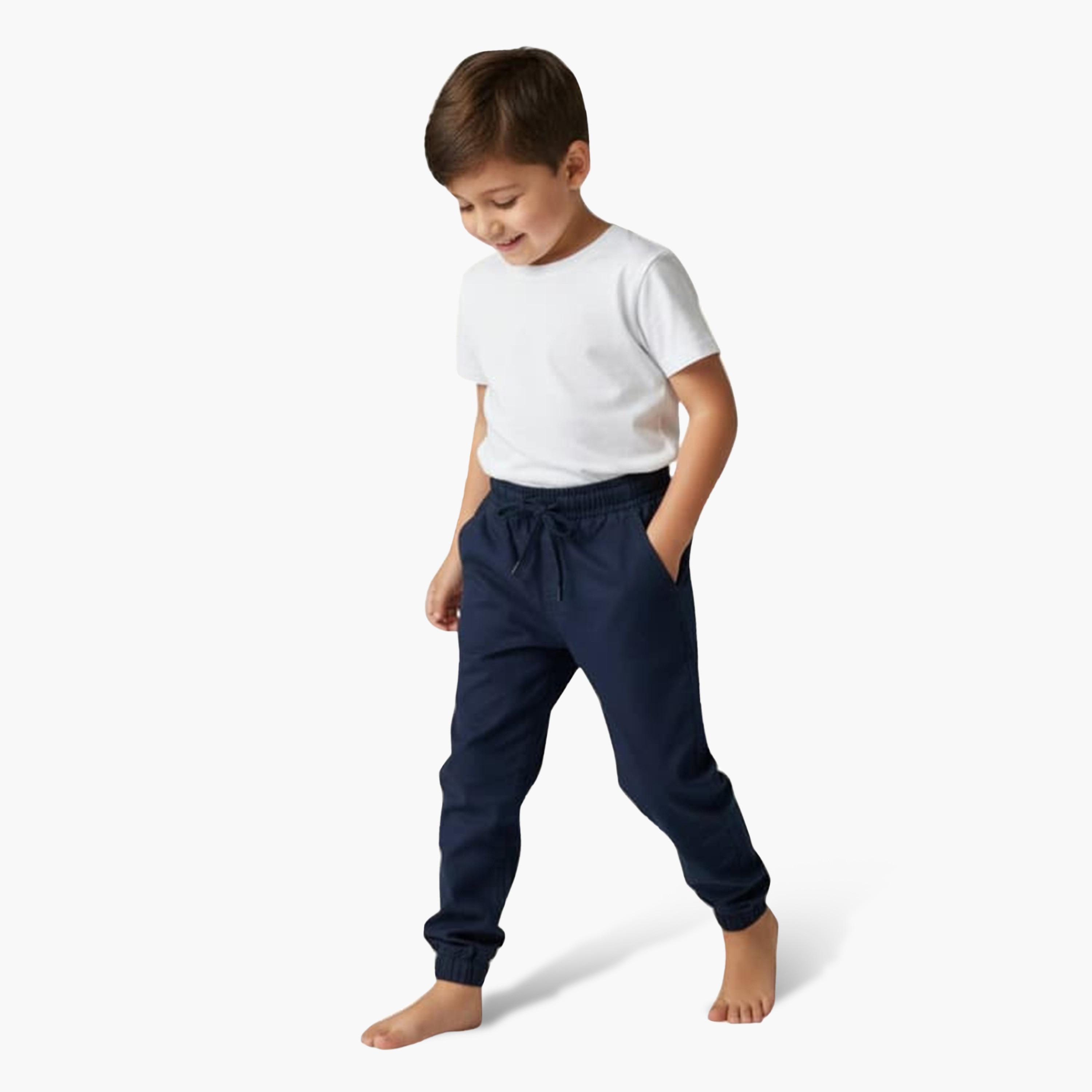 بنطال رياضي (جوغر) سادة بقصة عادية وخصر مطاطي برباط من فيكتور أند جين-boys-clothing-bottoms-joggersandtrackpants-image-2