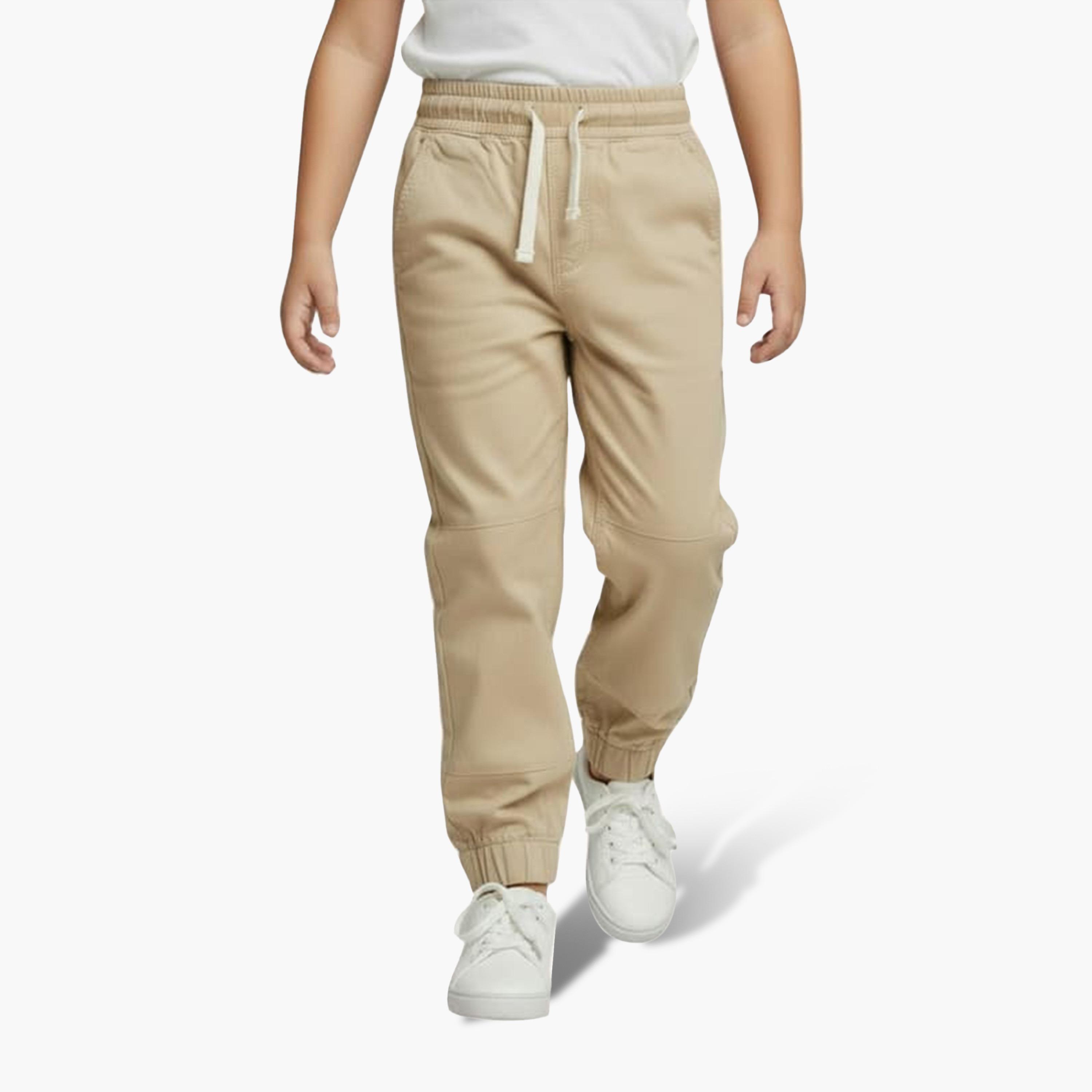 بنطال رياضي (جوغر) سادة بقصة عادية وخصر مطاطي برباط من فيكتور أند جين-boys-clothing-bottoms-joggersandtrackpants-image-1