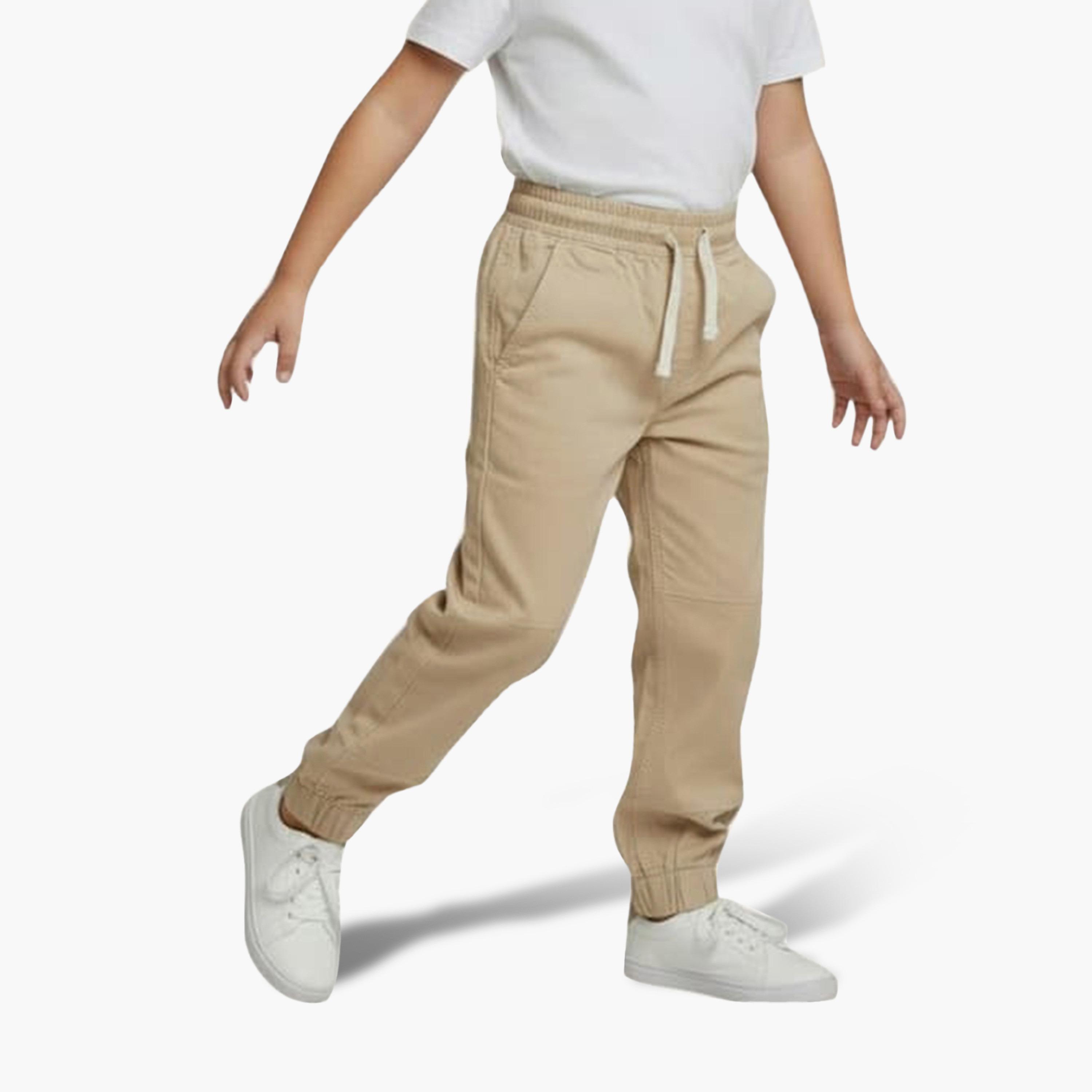بنطال رياضي (جوغر) سادة بقصة عادية وخصر مطاطي برباط من فيكتور أند جين-boys-clothing-bottoms-joggersandtrackpants-image-2