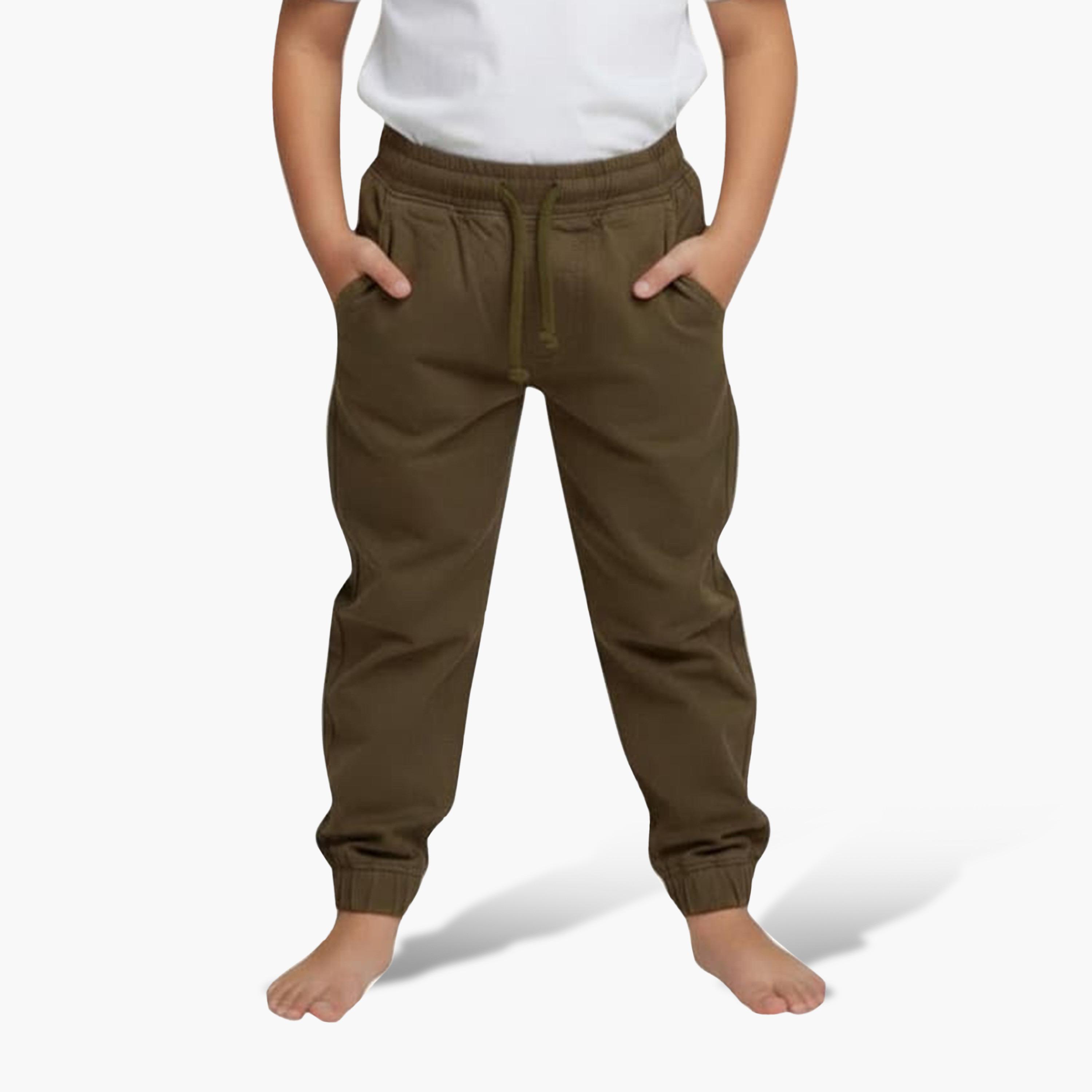 بنطال رياضي (جوغر) سادة بقصة عادية وخصر مطاطي برباط من فيكتور أند جين-boys-clothing-bottoms-joggersandtrackpants-image-1