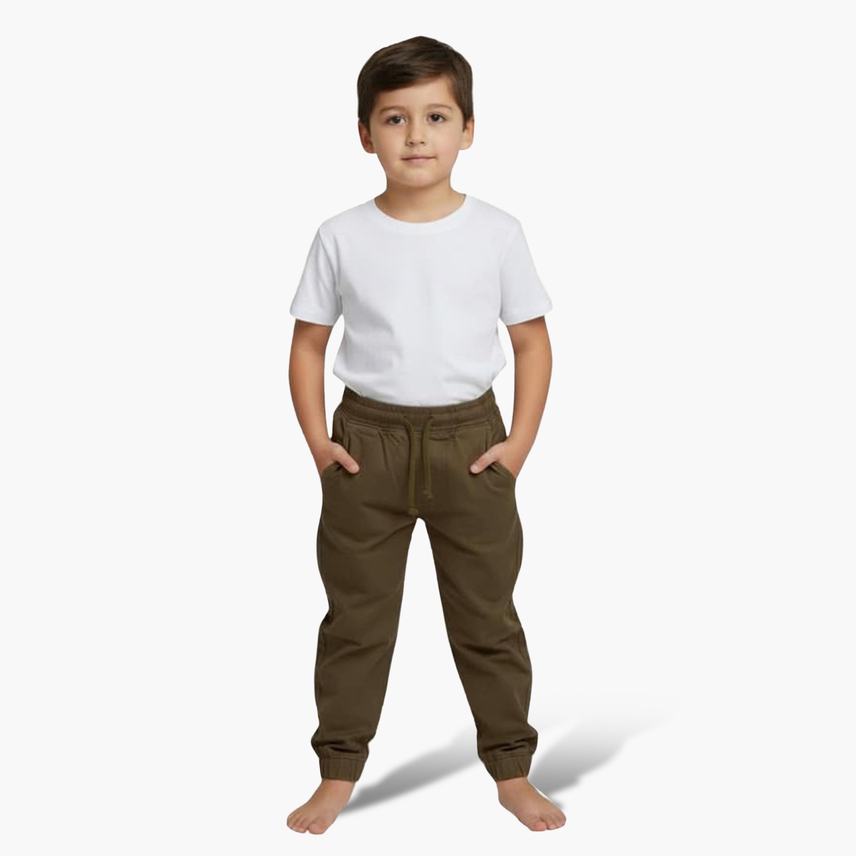 بنطال رياضي (جوغر) سادة بقصة عادية وخصر مطاطي برباط من فيكتور أند جين-boys-clothing-bottoms-joggersandtrackpants-image-2